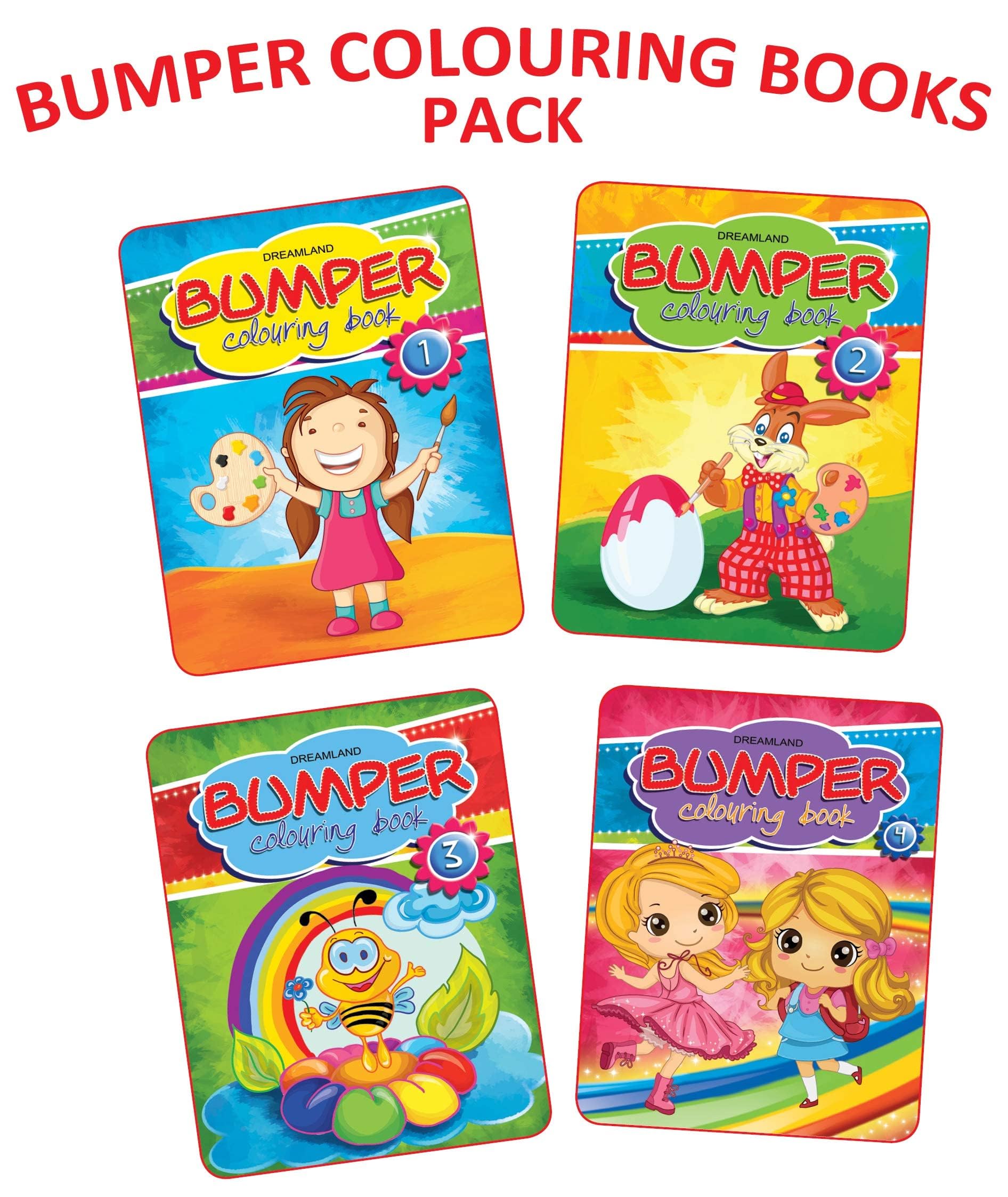 Bumper Colouring Book pack of 4 for Kids Ages 26  JumboSize Fun Colouring Book with Creative, Educational Pages Designed to B