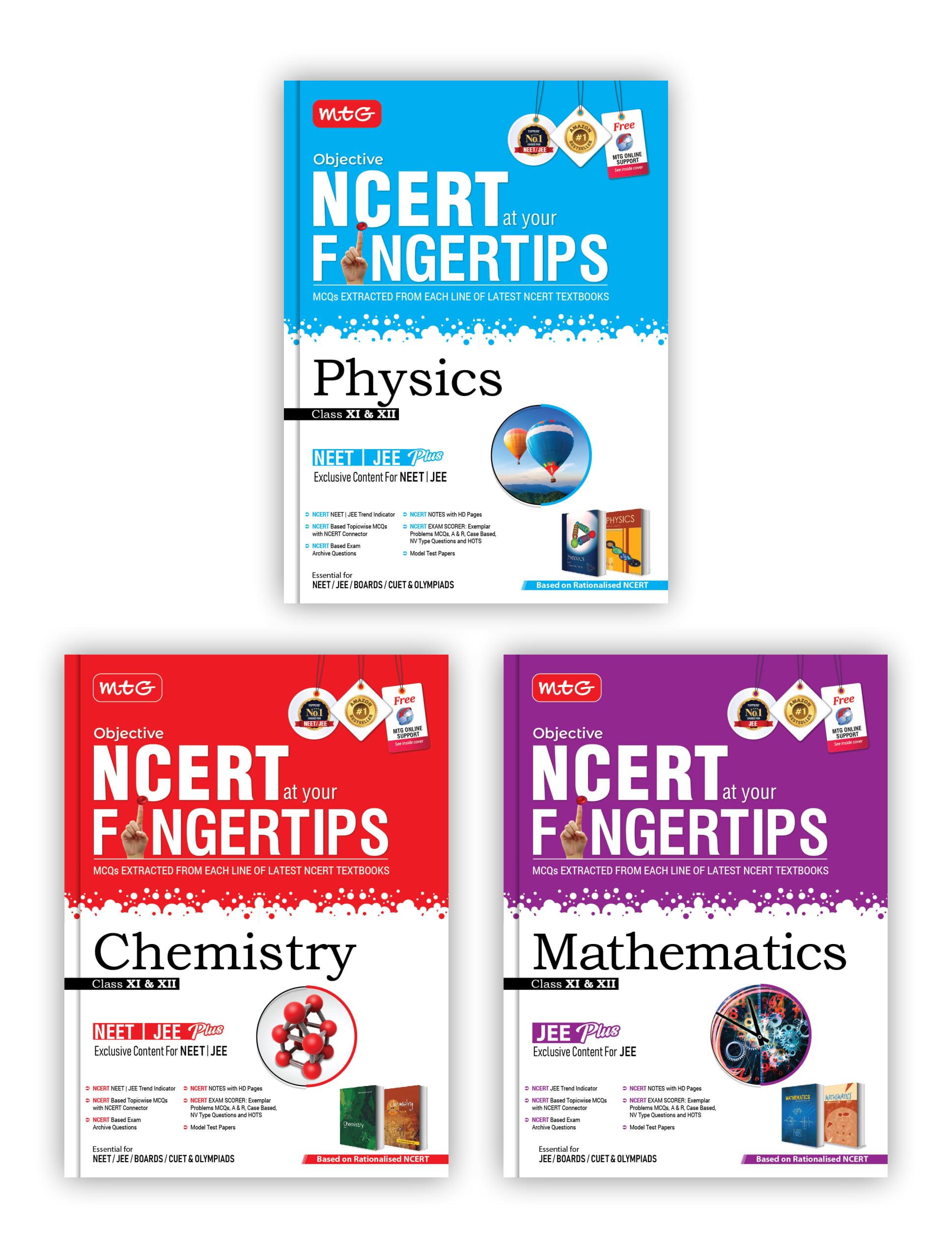 MTG Objective NCERT at your FINGERTIPS Physics, Chemistry & Mathematics (Set of 3 Books)  NCERT JEE Trend Indicator, Notes with