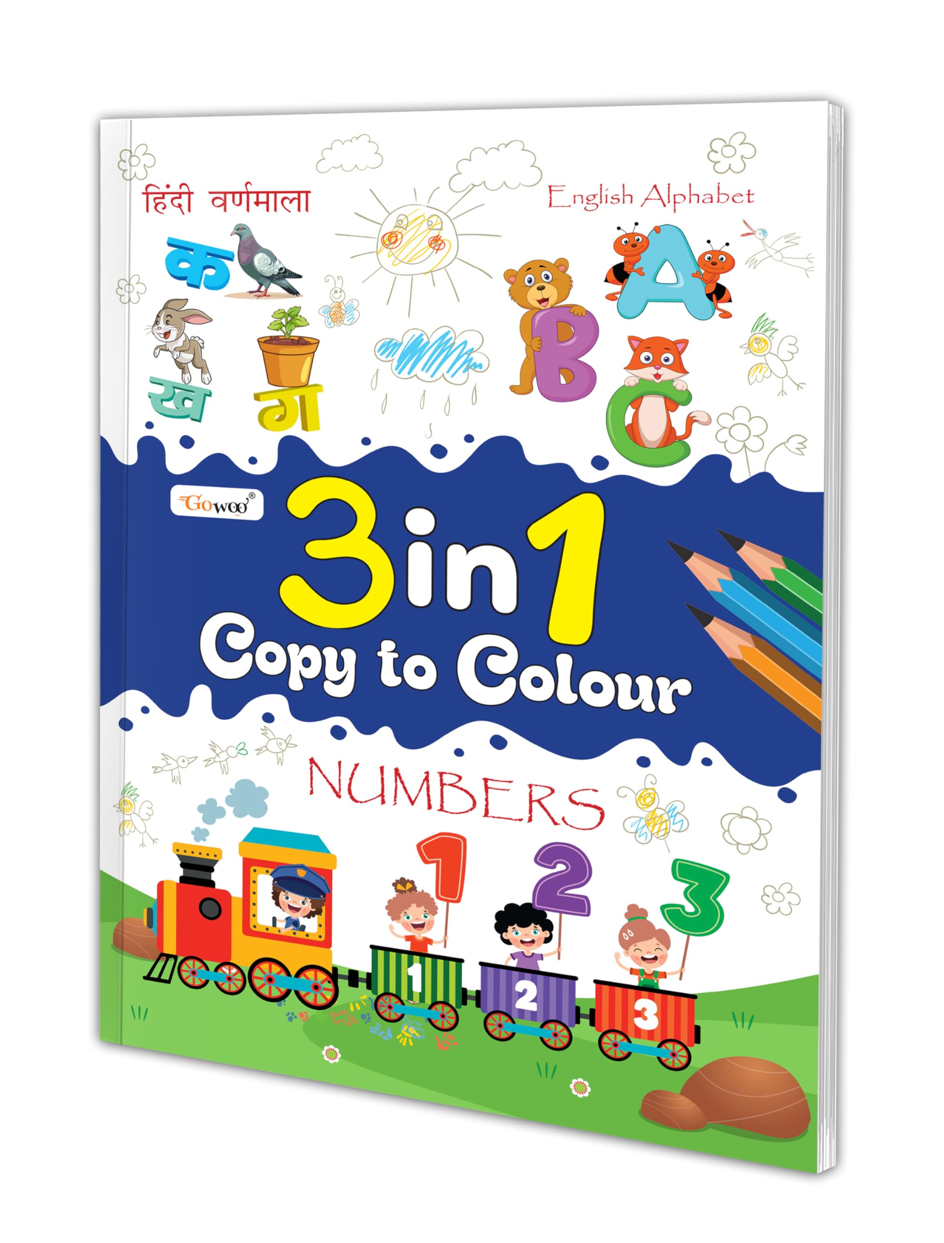 3 IN 1 COPY TO COLOUR BOOK : Early learning colouring book, Educational Colouring Book for Kids, Simple Colouring Book for Begin