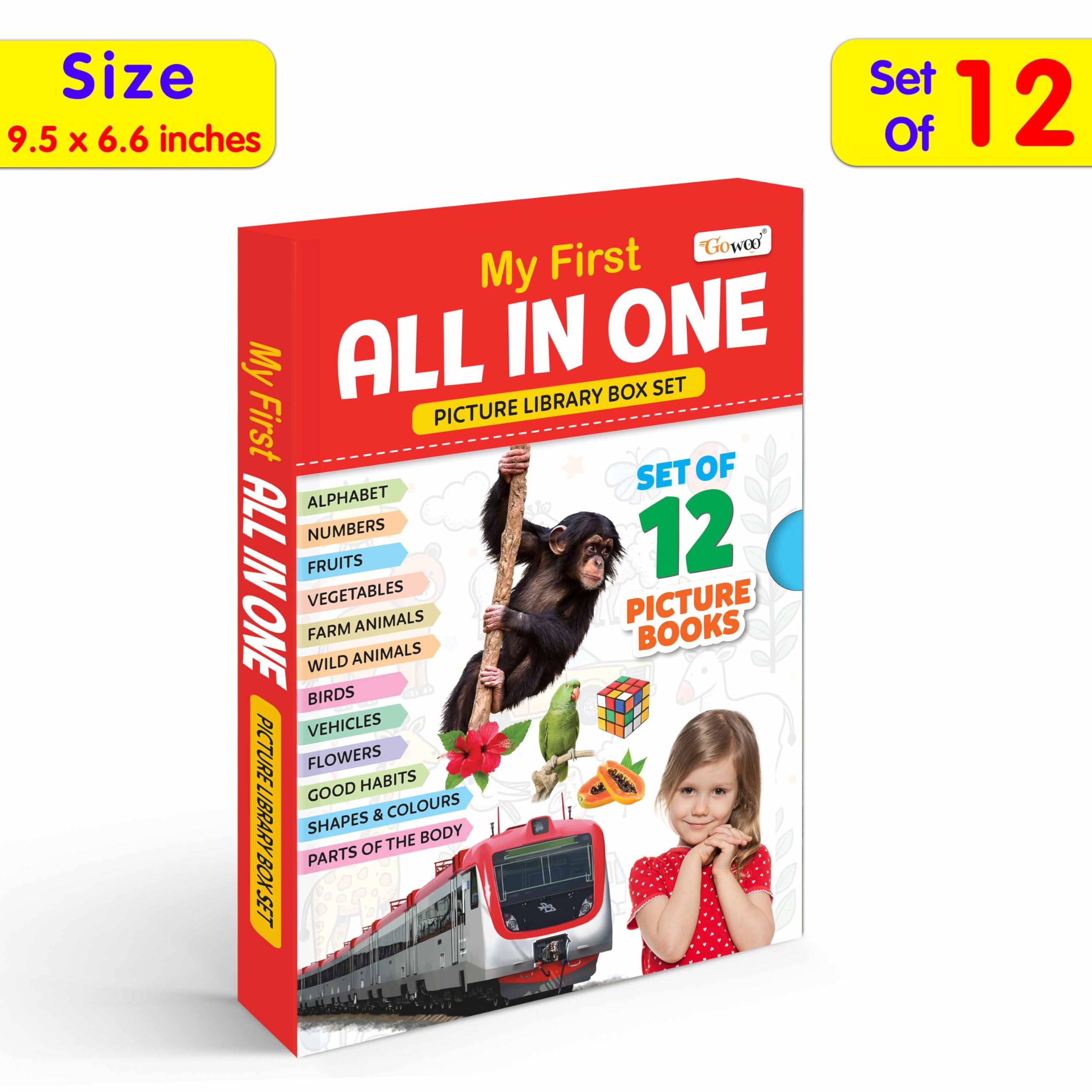 My First All in One Picture Library Box Of 12 (PreSchool Books) | Gift Set For Kids in Red