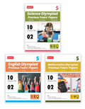 MTG Class5 IMONSOIEO Olympiad 10 Previous Years Papers (20242020 Set A & B) Mathematics, Science & English (Set of 3 Books) 