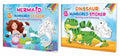 Mermaid and Dinosaur Numbered Sticker Activity and Colouring books for age 3+ Kids : Childrens sticker and coloring books, Col