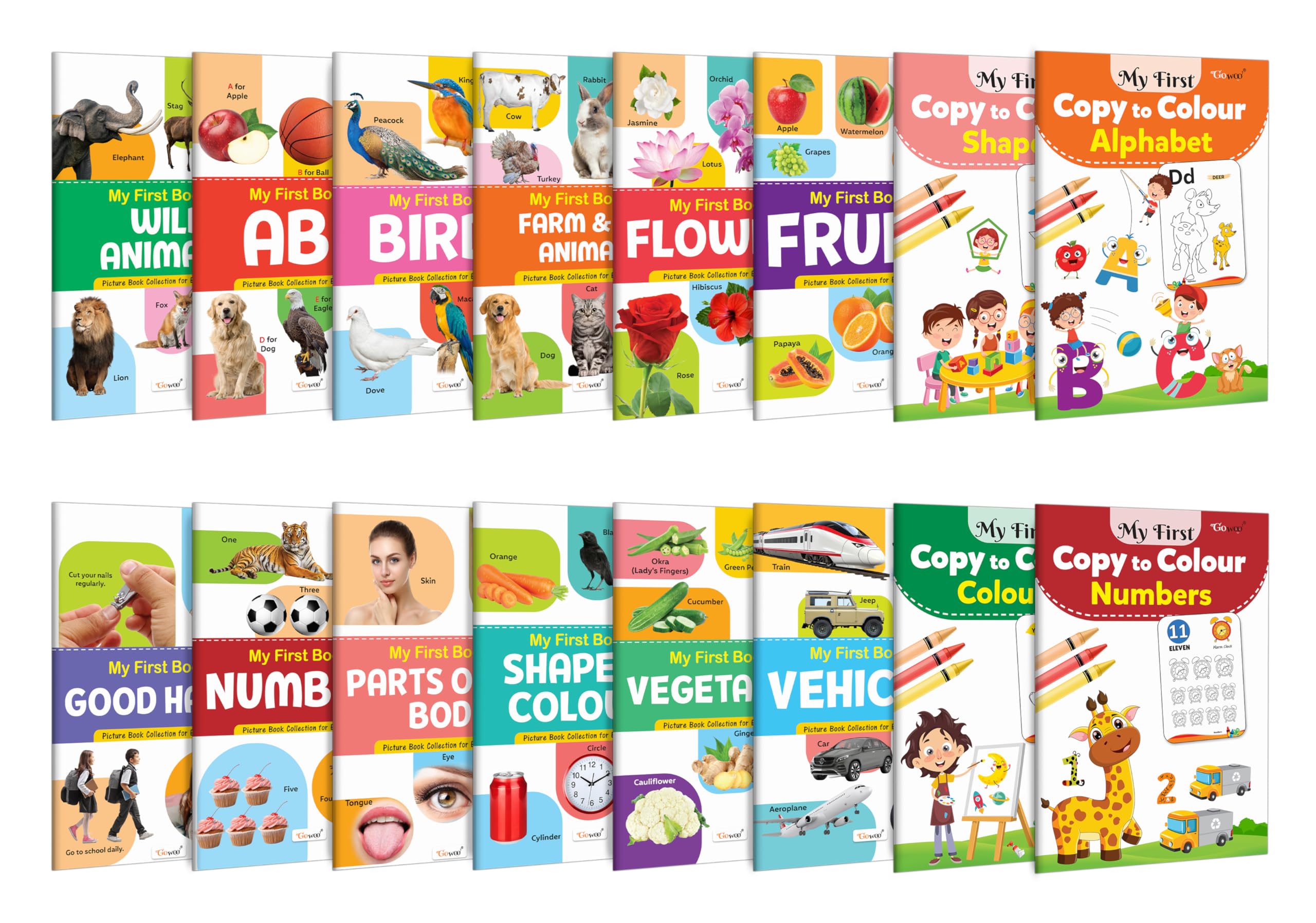 My First Book of ABC, Numbers, Fruits and more, My First Copy to Colour  Alphabet, Colours, Numbers and more : Children learnin