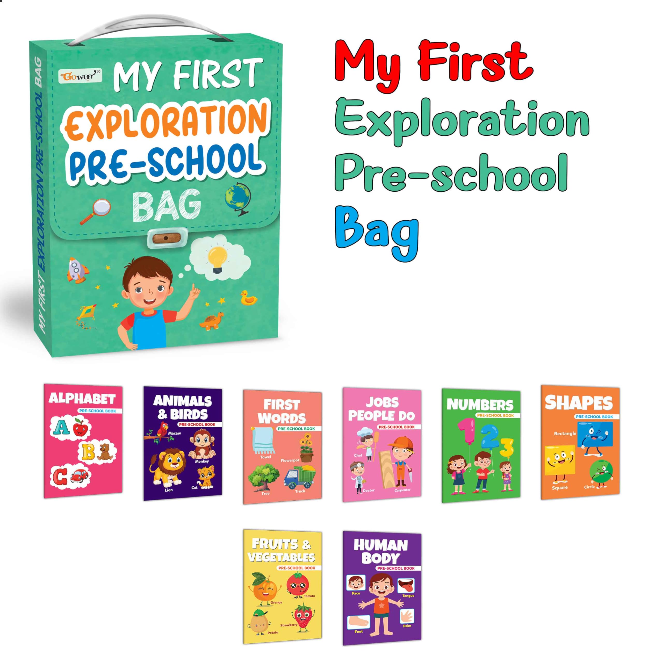 Toddlers learning library bag : Learning picture book for kids, My First Picture Library Bag, Library Bag of 8 picture Books For