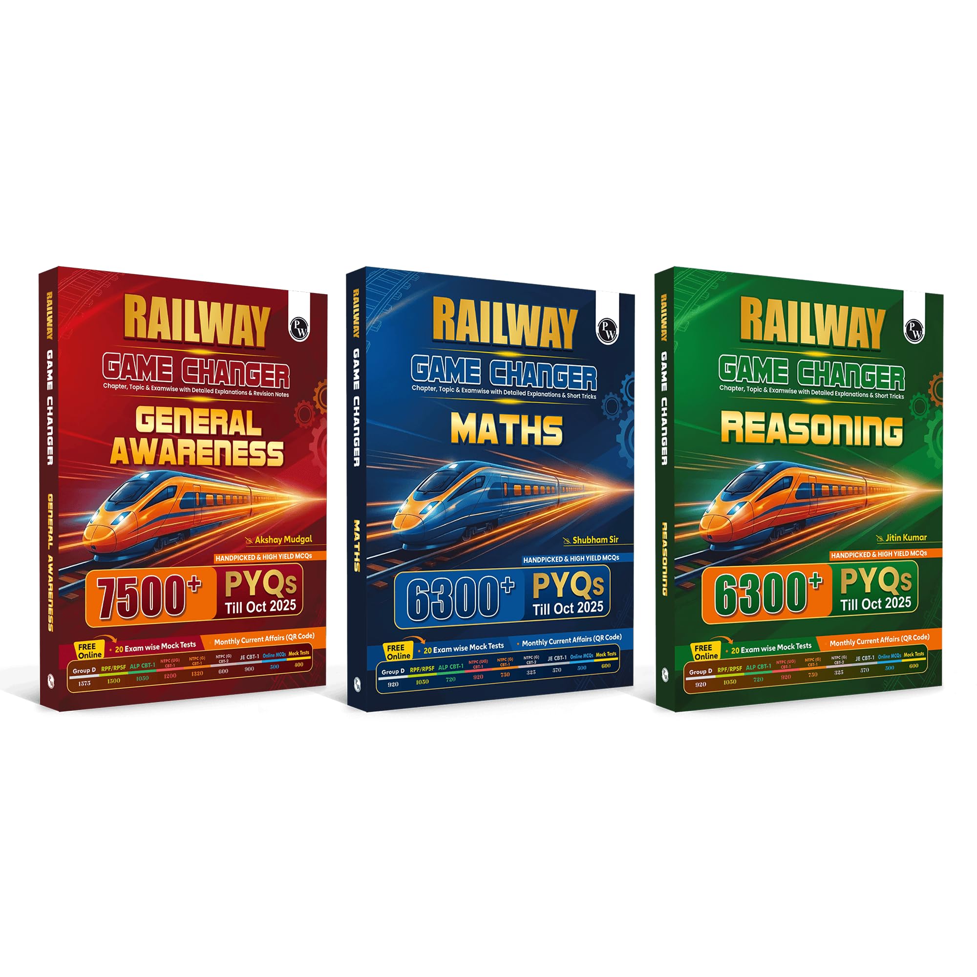 PW Railway Game Changer Maths, General Awareness, Reasoning PYQ Combo Set of 3 Books For 2026 Exams | 20000+ TCS MCQ | Chapter, 