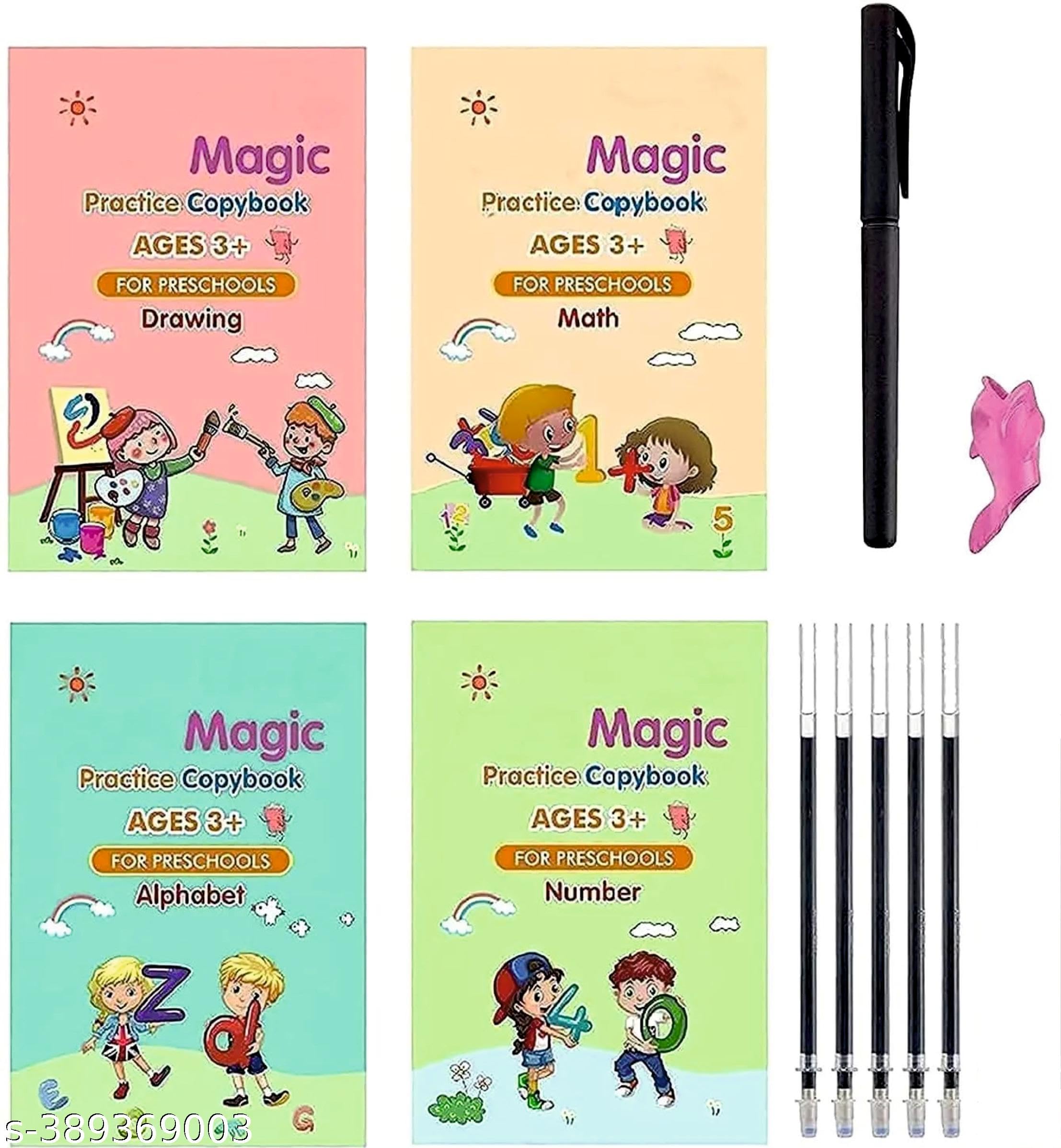 Sank Magic Practice Copy book set For Kids set of 4 book with Pen and Refill Copy book set for better hand writing