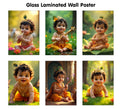 KRISHNA BABY POSTER  1, 2, 3, 4, 5 and 6 (GLOSS LAMINATION) : glossy Krishna devotional wall frame, cute posters for home deco