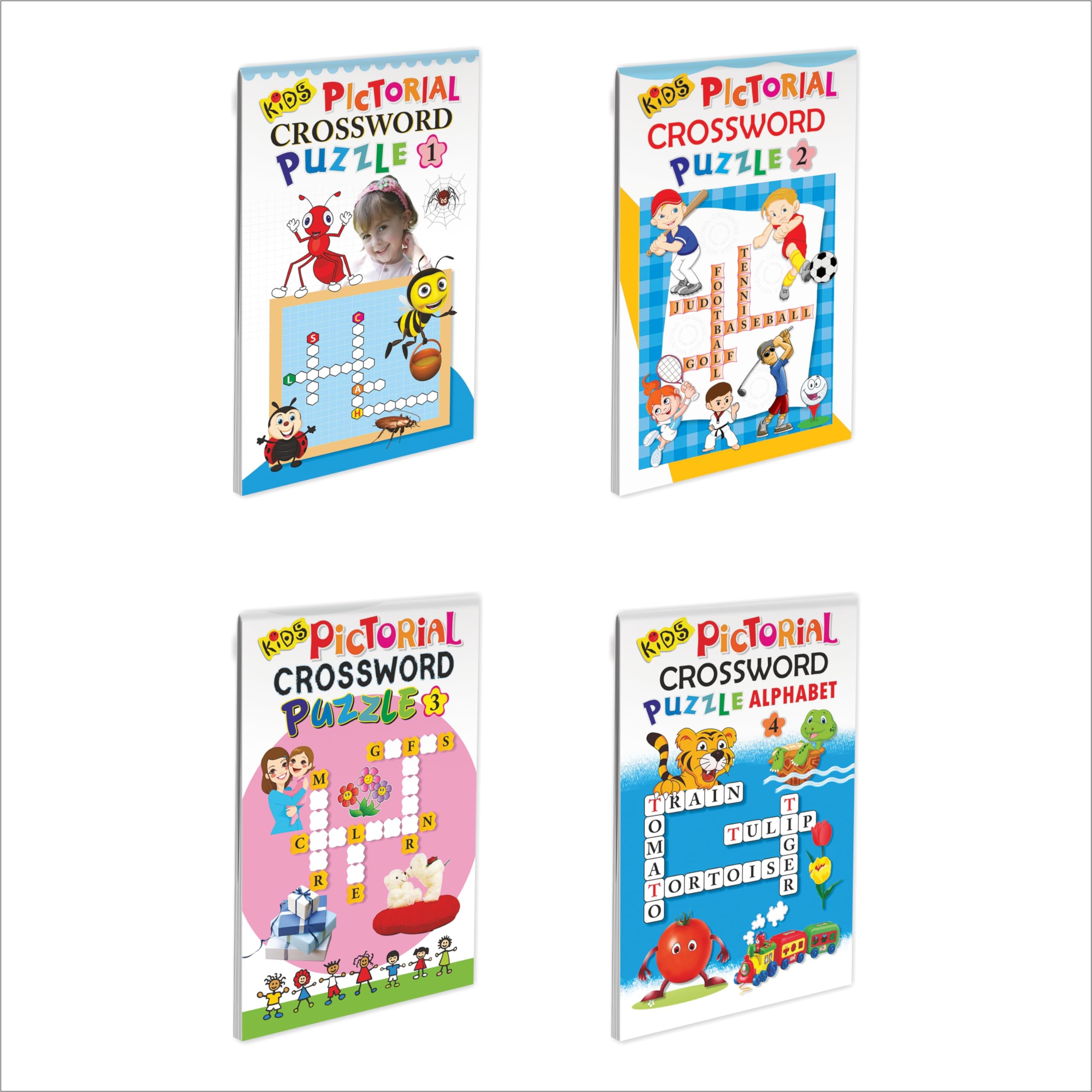 Sawan Kids Pictorial Crossword Puzzle Of 1 To 3 And Alphabet | Set Of 4 Books