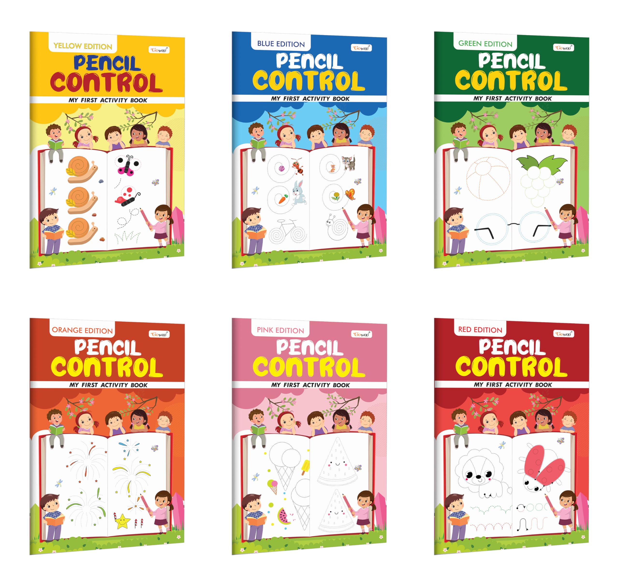 My First Activity Book Pencil Control  Yellow, Green, Blue, Pink, Orange and Red Edition : Learning book for nursery kids, Writ