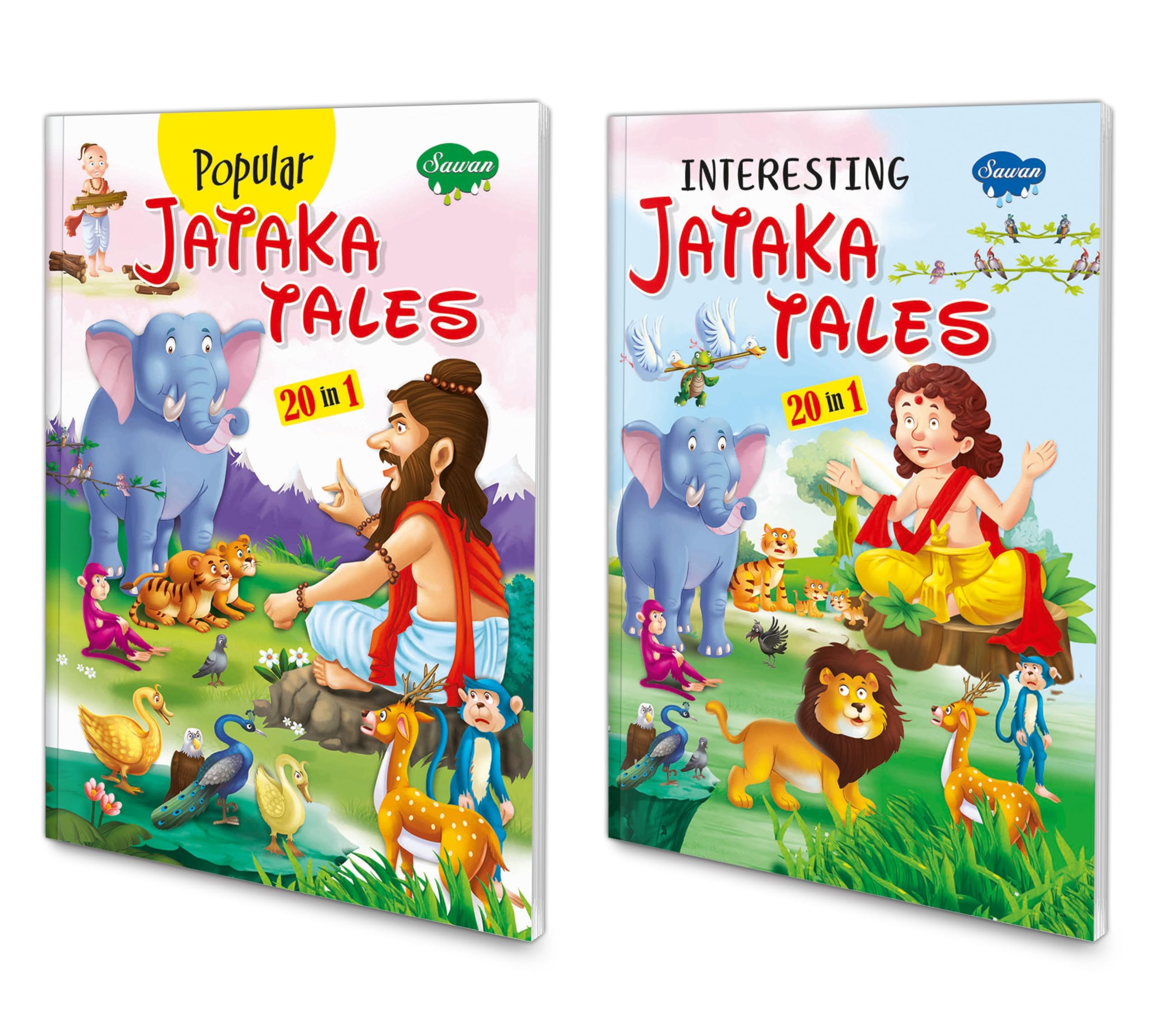 Pack Of 2 Story Books Of Jataka Tales Stories (20 In 1 Series) | Intersting Story Books For Childrens In English