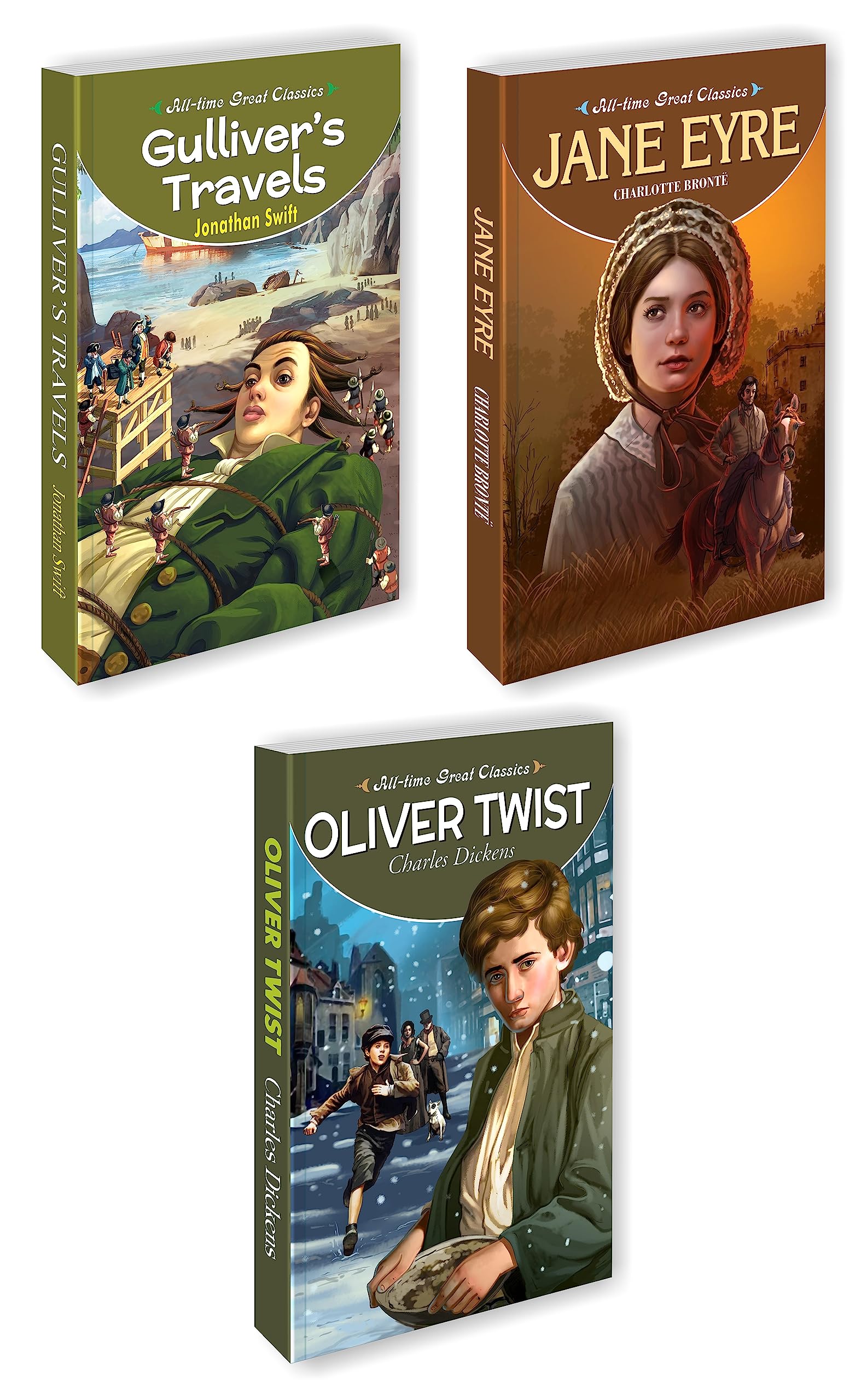 3 All time great classics (Gillivers Travels, Jan Eyre, Oliver Twist)