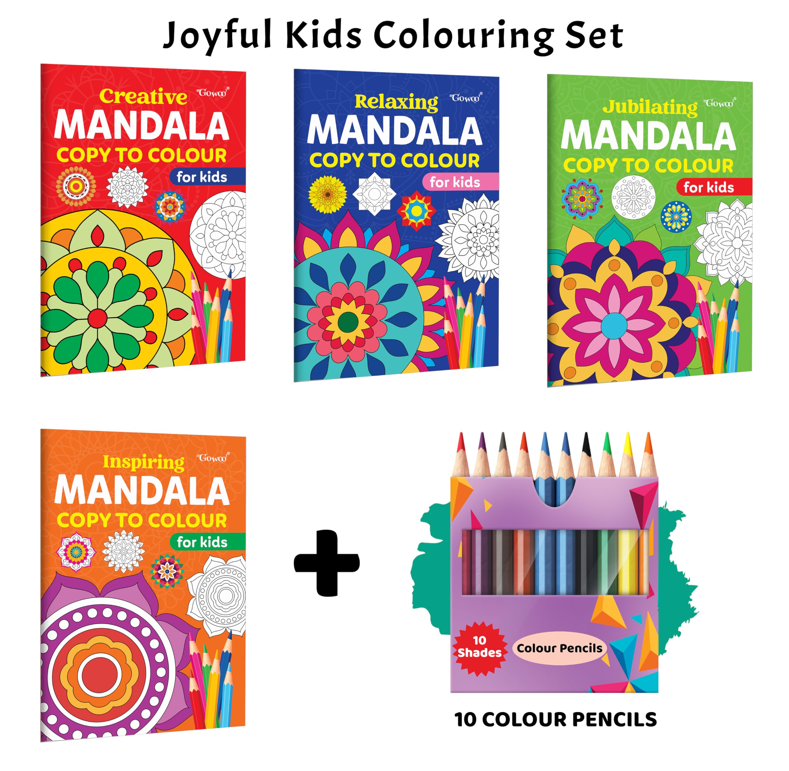Creative, Relaxing, Jubilating  Mandala Copy to Colour for Kids and more with 10 Colour Pencils : artistic mandala colouring b
