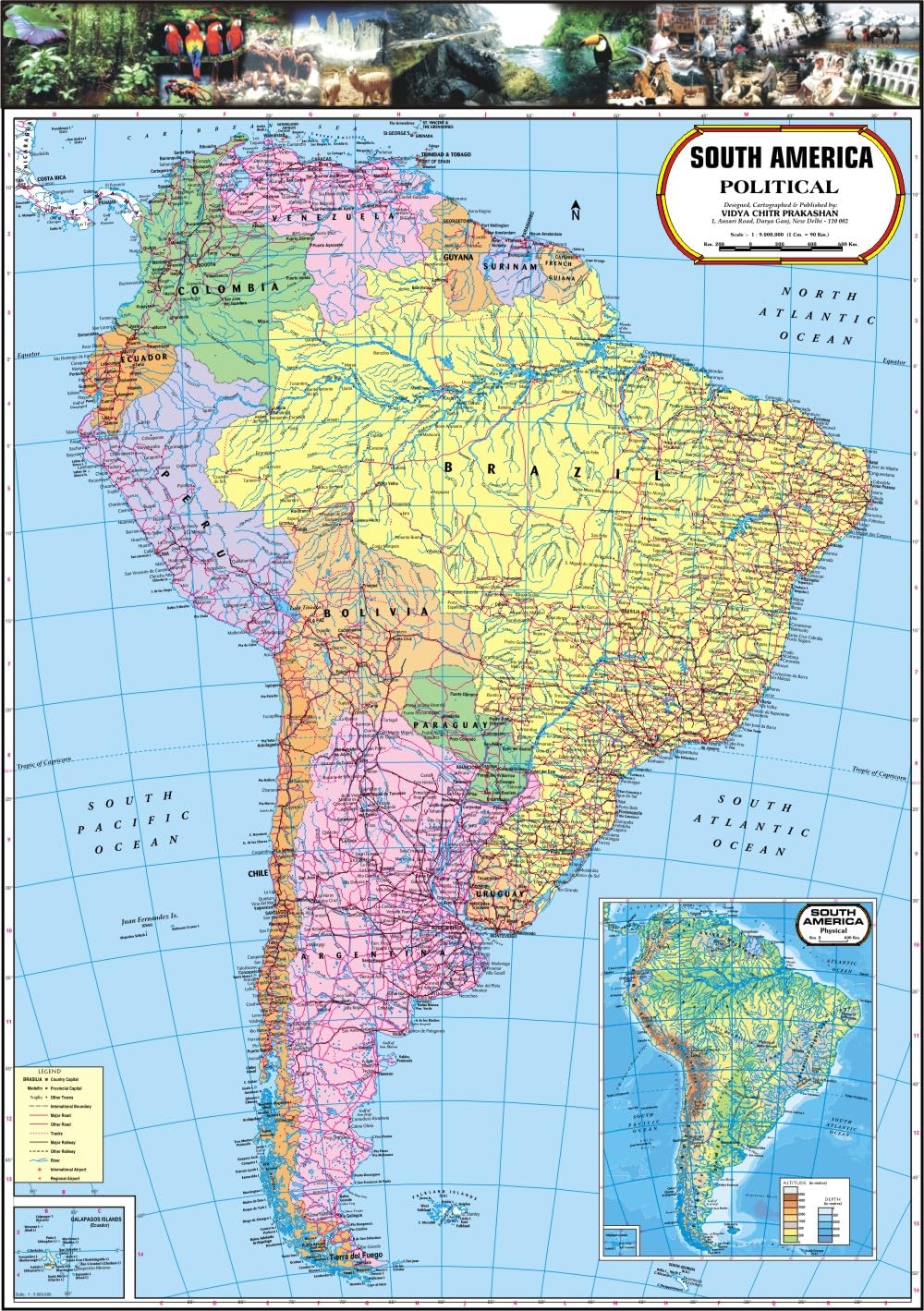 South America Political Map | Laminated | 70 x 100 cm