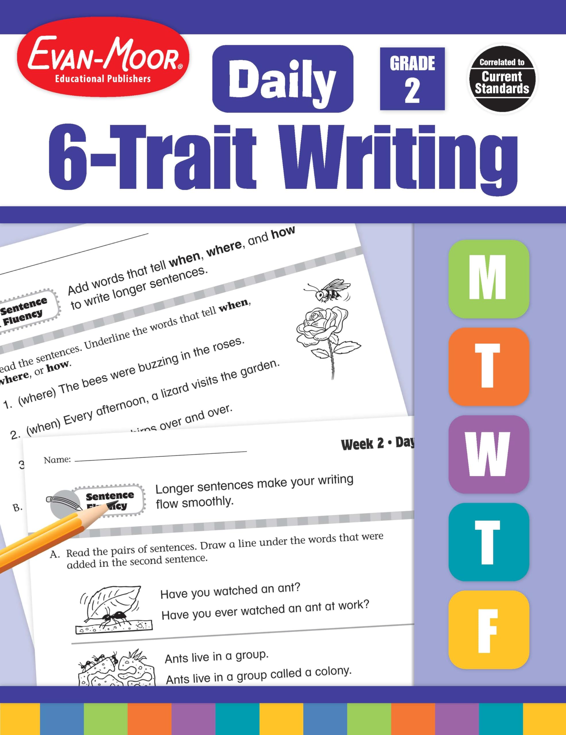EvanMoor Daily 6Trait Writing, Grade 2, Homeschool and Classroom Resource Workbook, Reproducible Worksheets, Teaching Edition,