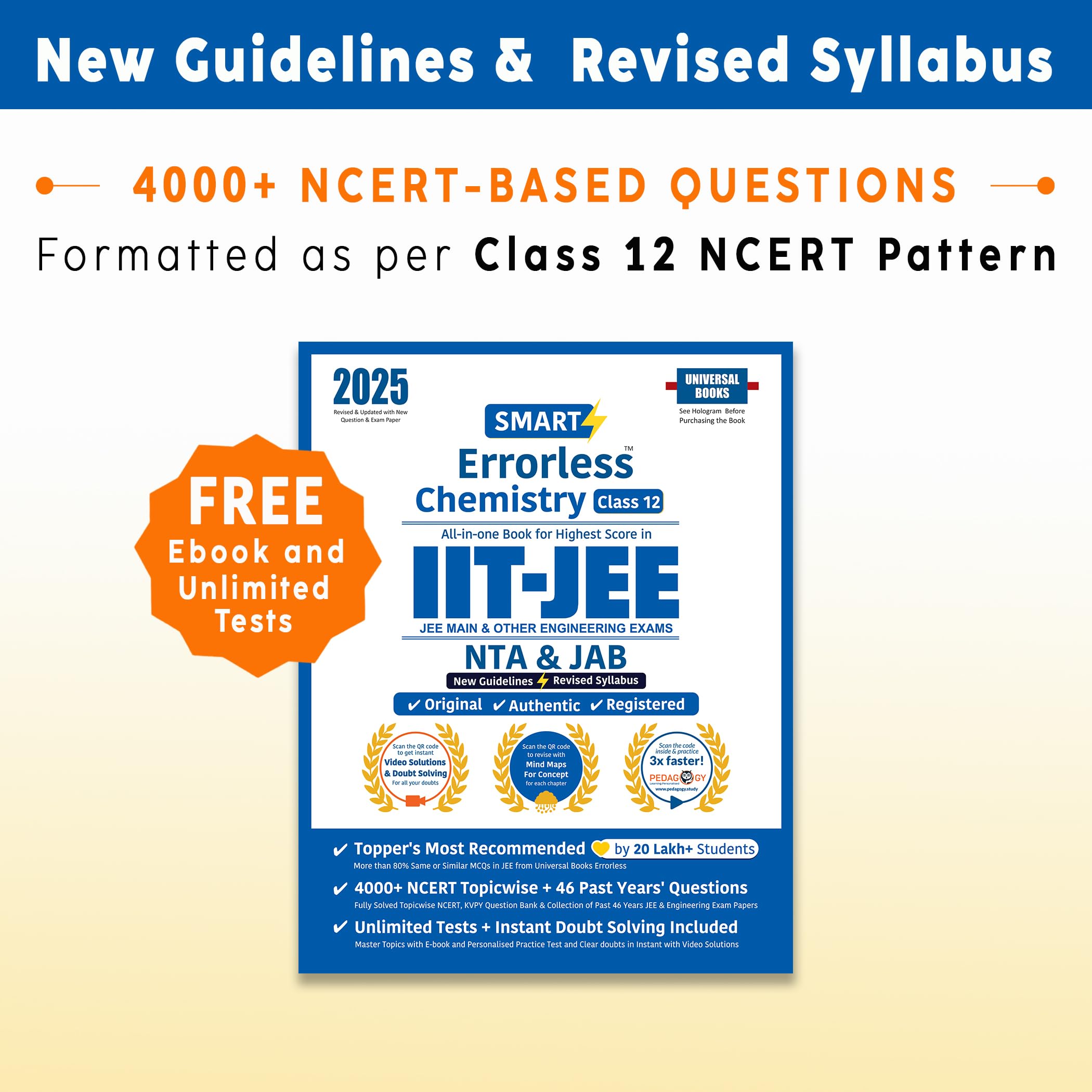 Smart Errorless Chemistry JEE(Main and Advanced) Class 12 (2025)  NCERT Based | 4000+ NCERT & New Pattern Questions | 46 Past Y