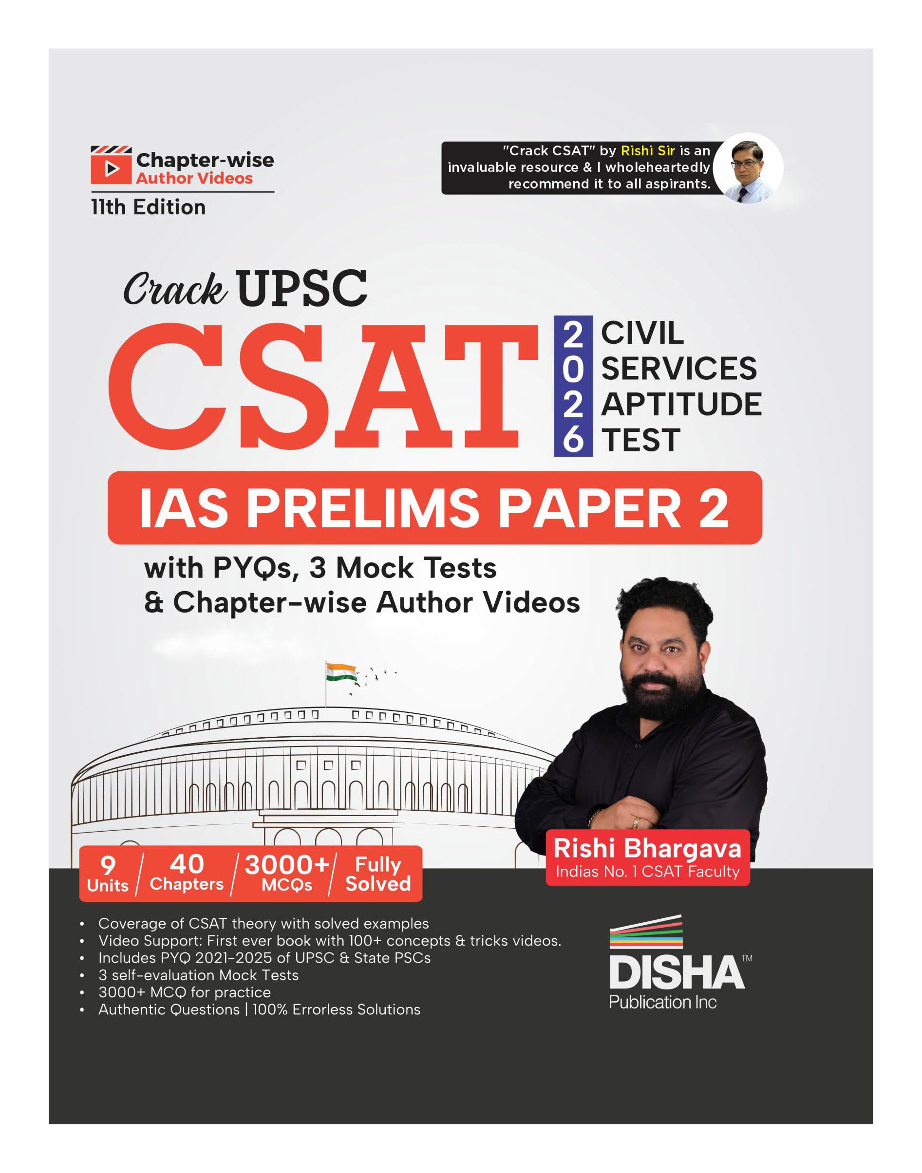 Disha Crack Upsc Csat 2026 Civil Services Aptitude Test Ias Prelims Paper 2 With Pyqs, 3 Mock Tests & ChapterWise Author Videos