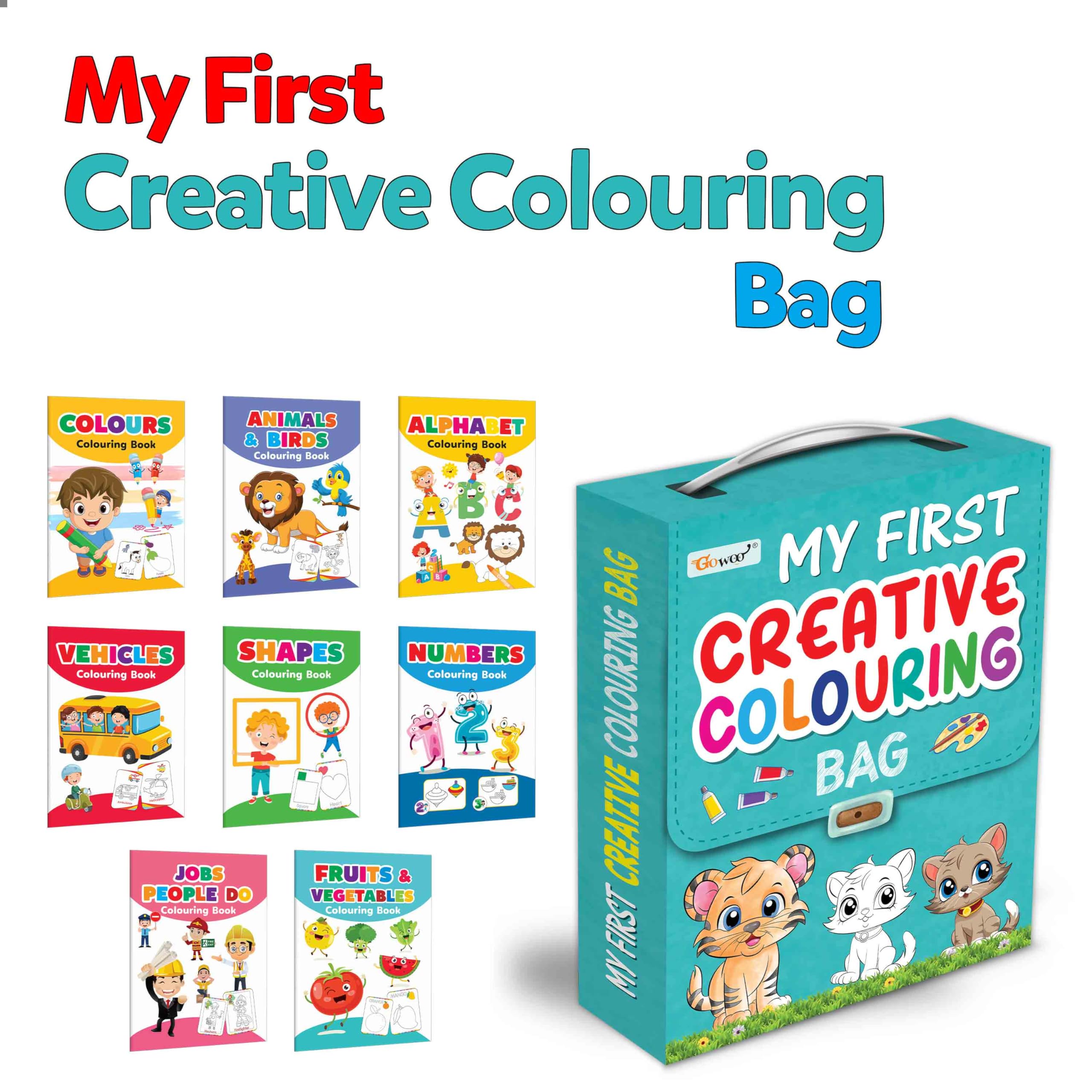 Essential Book Of All In One Coloring Bag Set : My First Picture Library Bag, Educational Picture Coloring books for toddlers, C