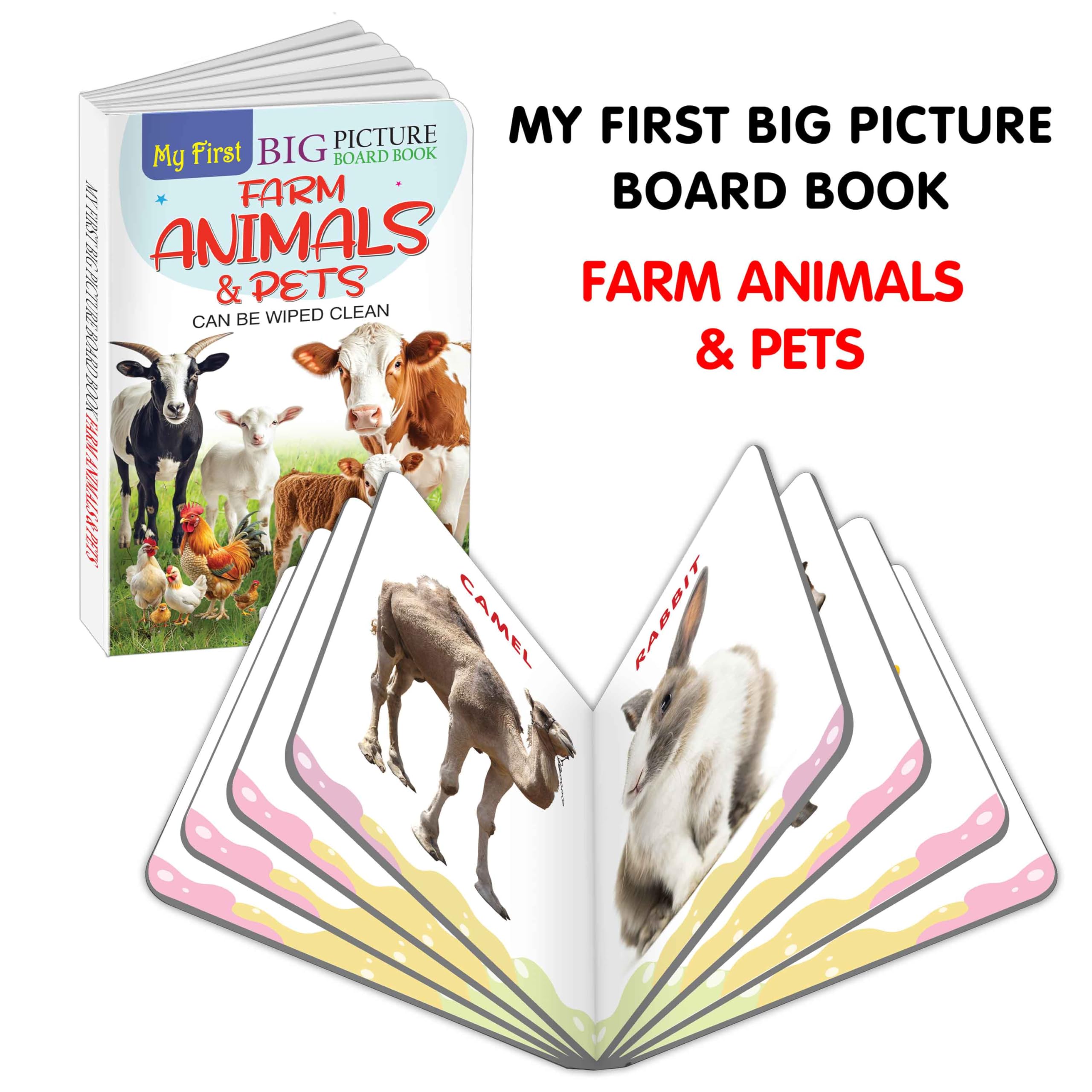 My First Big Picture Board Book Farm Animals & Pets : Fun Animal Learning Book for Kids, Colourful Picture Board for Toddlers, 