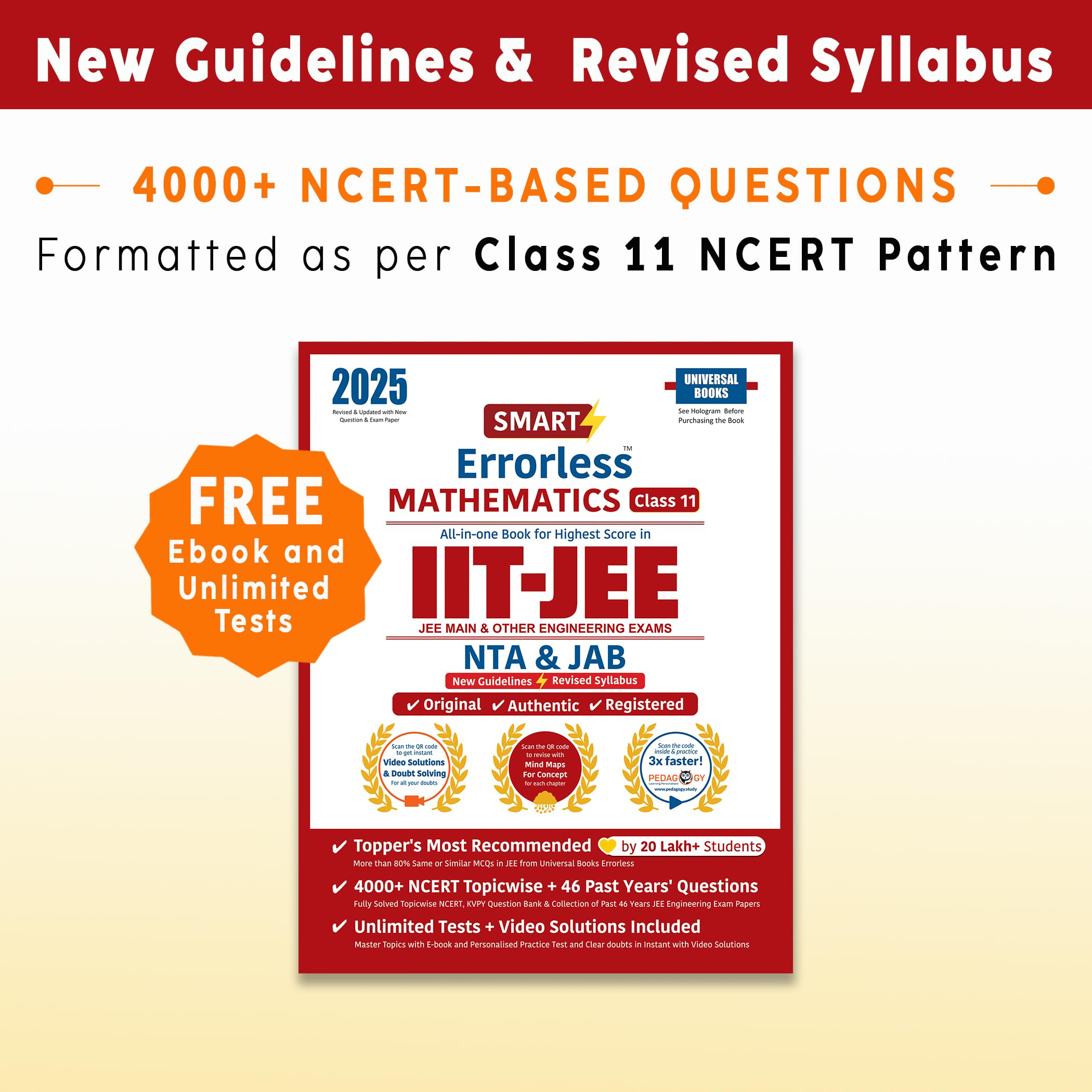 Smart Errorless Maths JEE(Main and Advanced) Class 11 (2025)  NCERT Based | 4000+ NCERT & New Pattern Questions | 46 Past Years