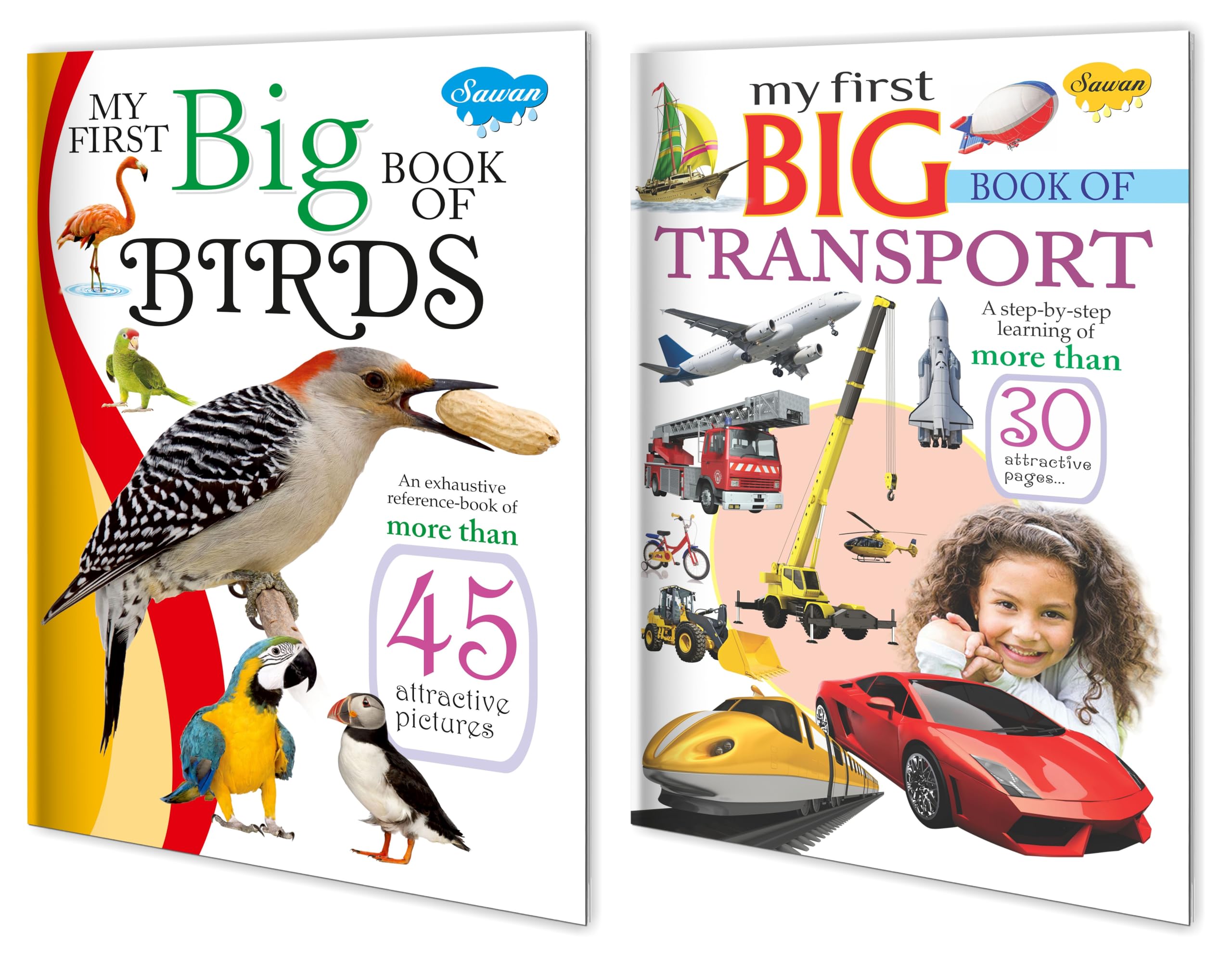 Sawan My First Big Books Of Birds And Transport |Pack Of 2 Books