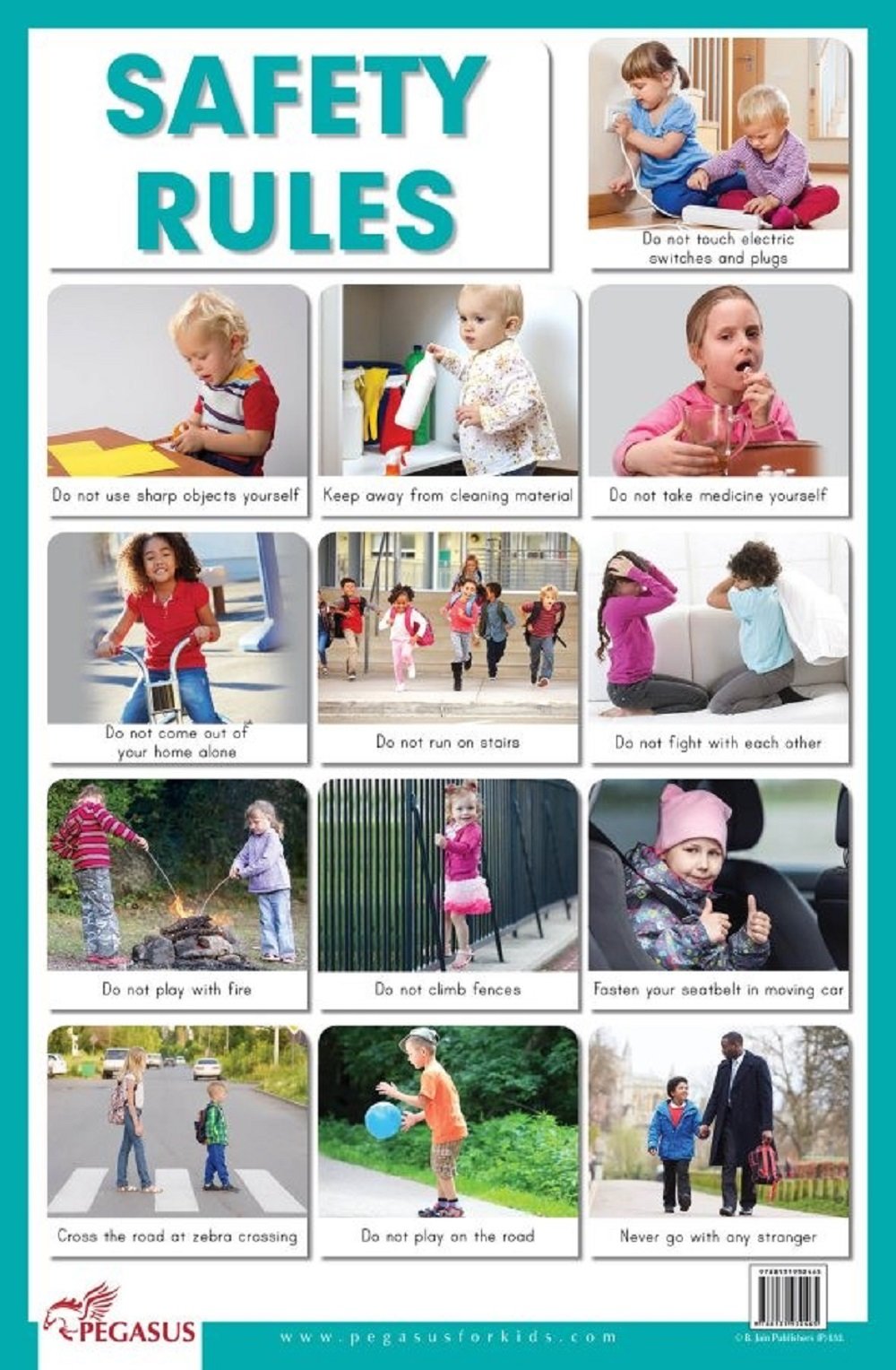 Safety Rules  Thick Laminated Preschool Chart