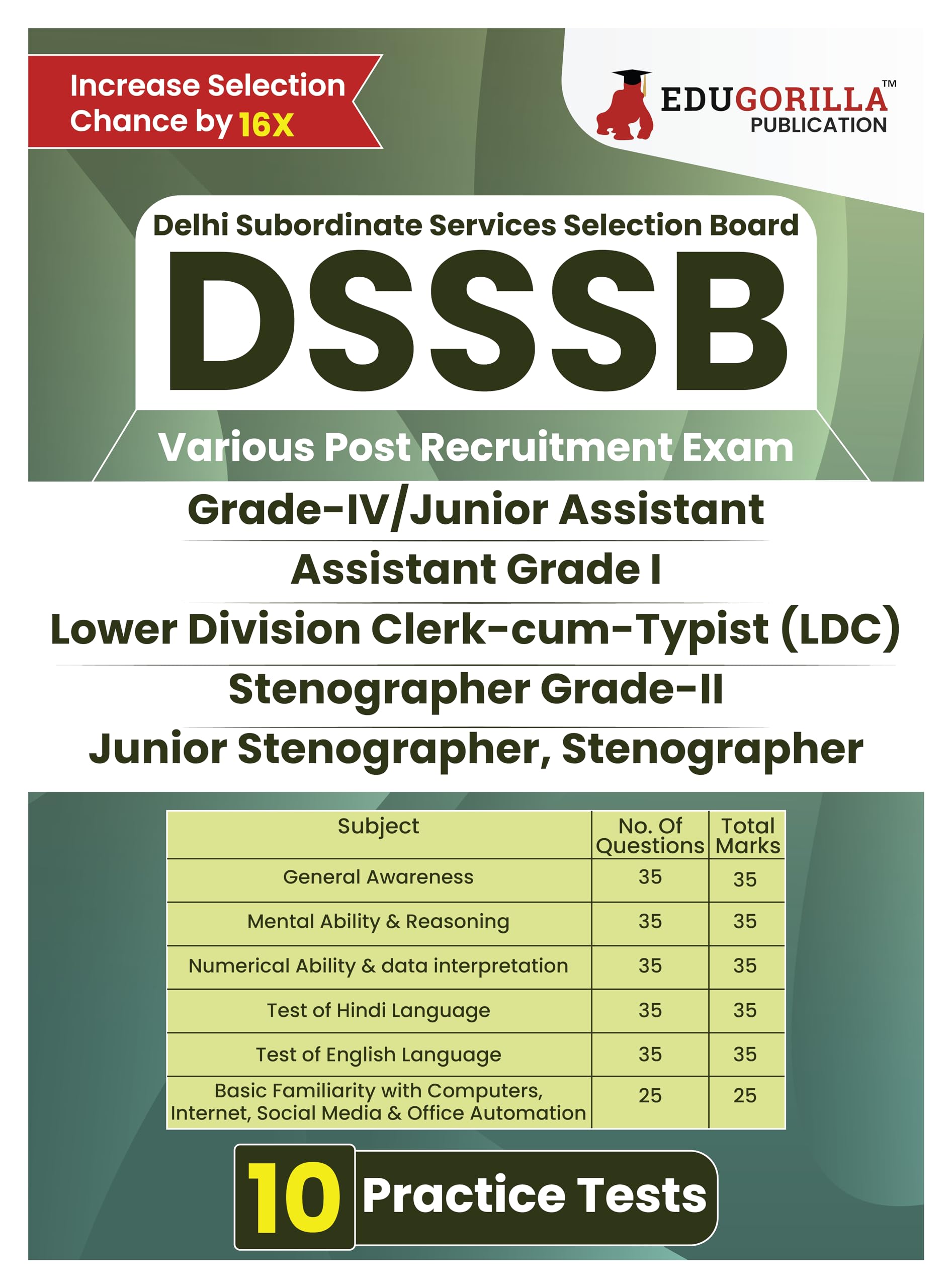 Dsssb Various Post Recruitment Exam 2024 : Ldc, Junior Assistant, Stenographer And Others (English Edition Book) | 10 Solved Pra