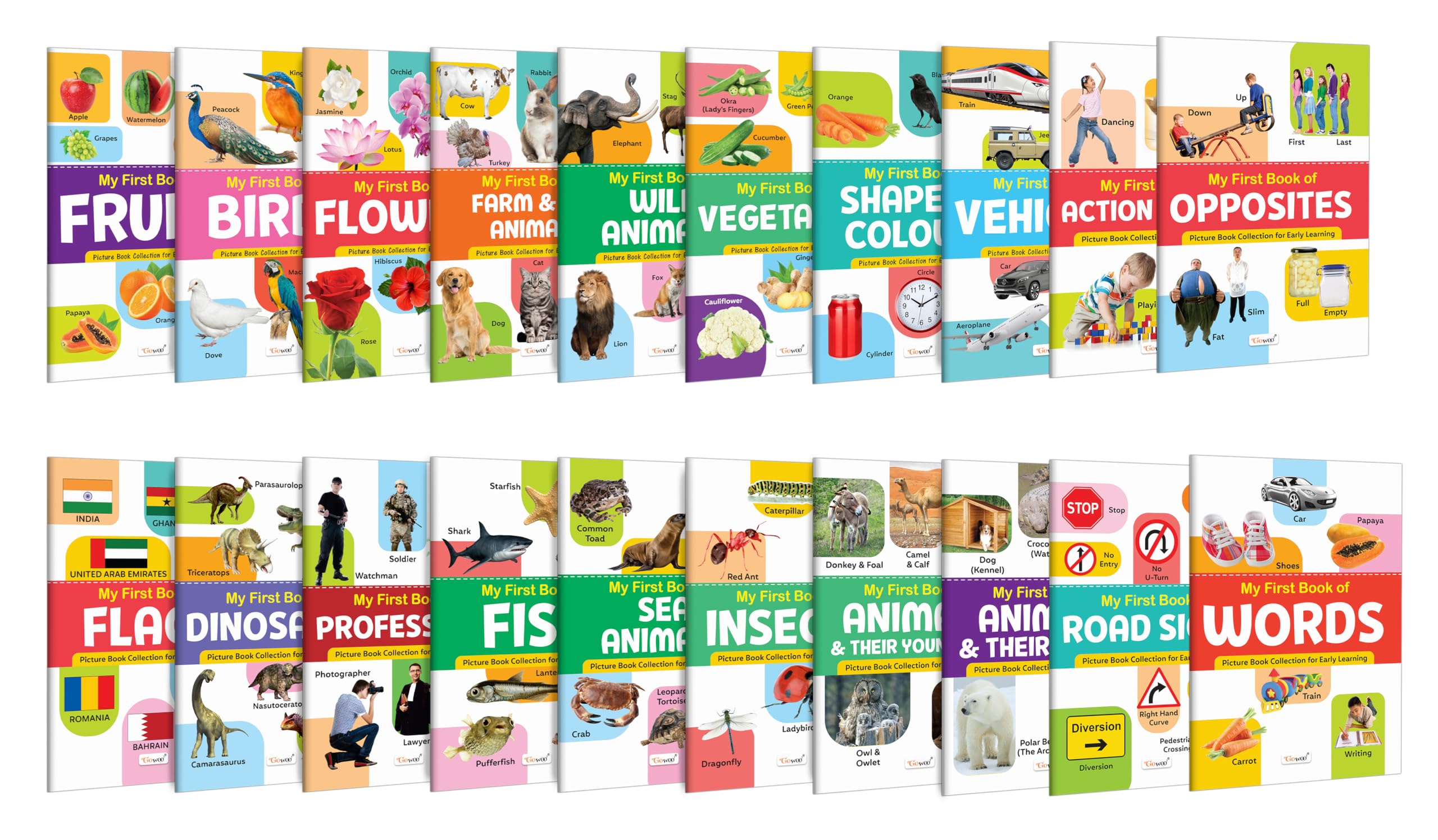 My First Book of Fruits, Birds, Flowers, Farm & Pet Animals, Wild Animals and more : educational book for kids, discovery books