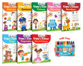 My First Copy to Colour  Alphabet, Cartoons, Colours, Monster, Numbers, Toys and more with 10 WAX CRAYONS : Colouring book for 