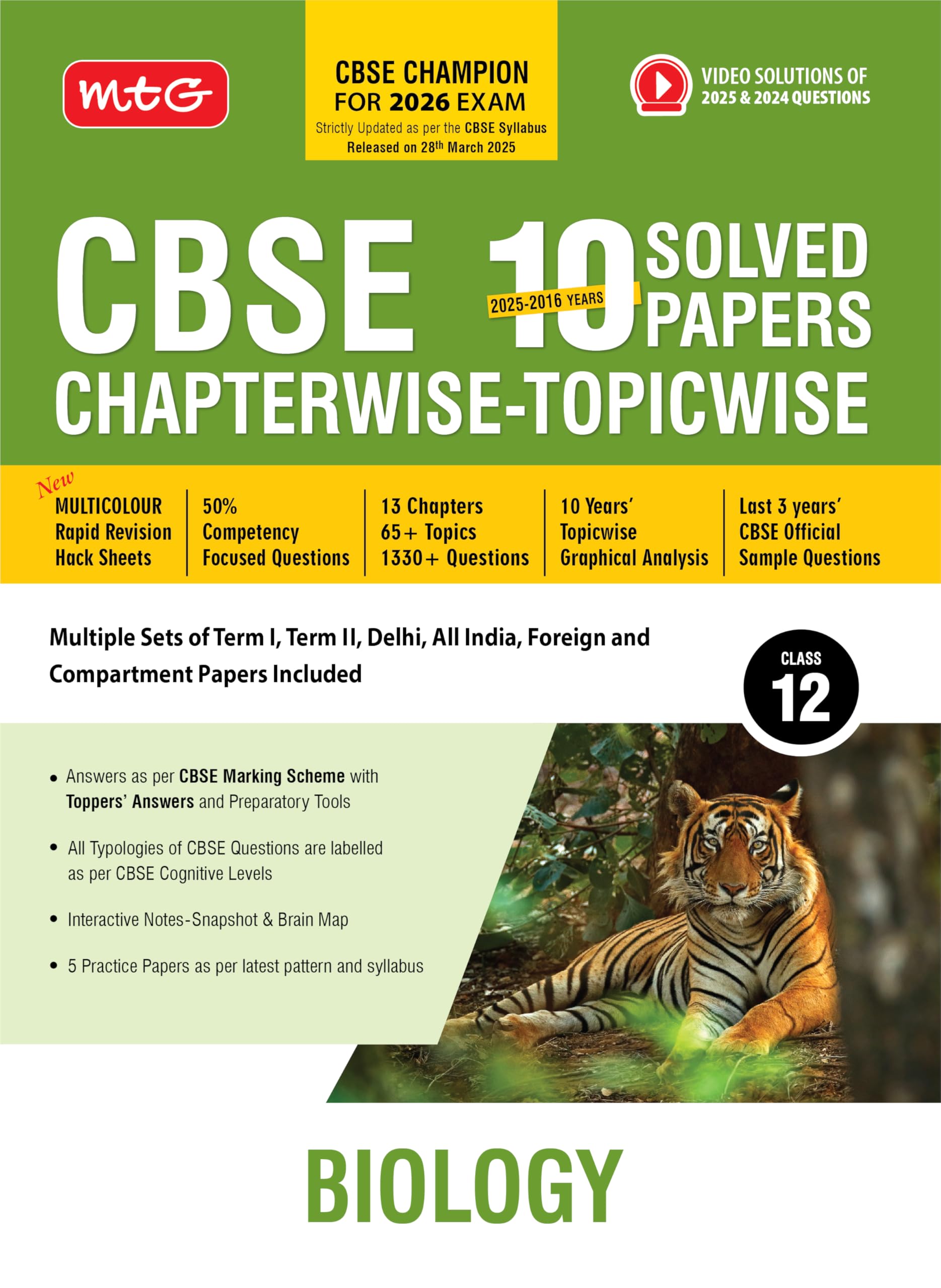 Mtg Cbse 10 Years (20252016) Chapterwise Topicwise Solved Papers Class 12 Biology  Cbse Champion For 2026 Exam | Free Video So