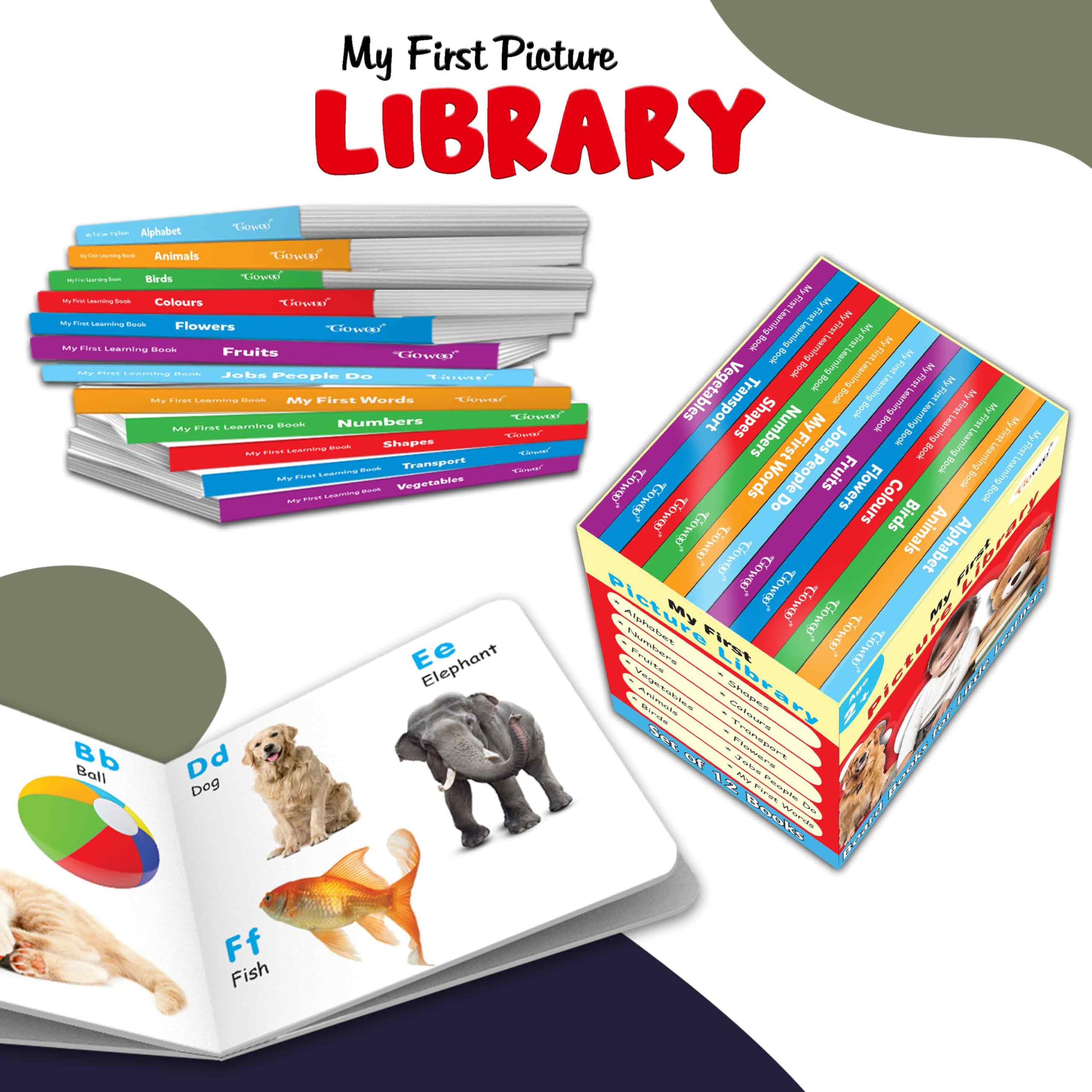 Essential Board Book Of All In One Box Set(Red Edition) : My First Picture Library Box, Educational picture books for toddlers, 