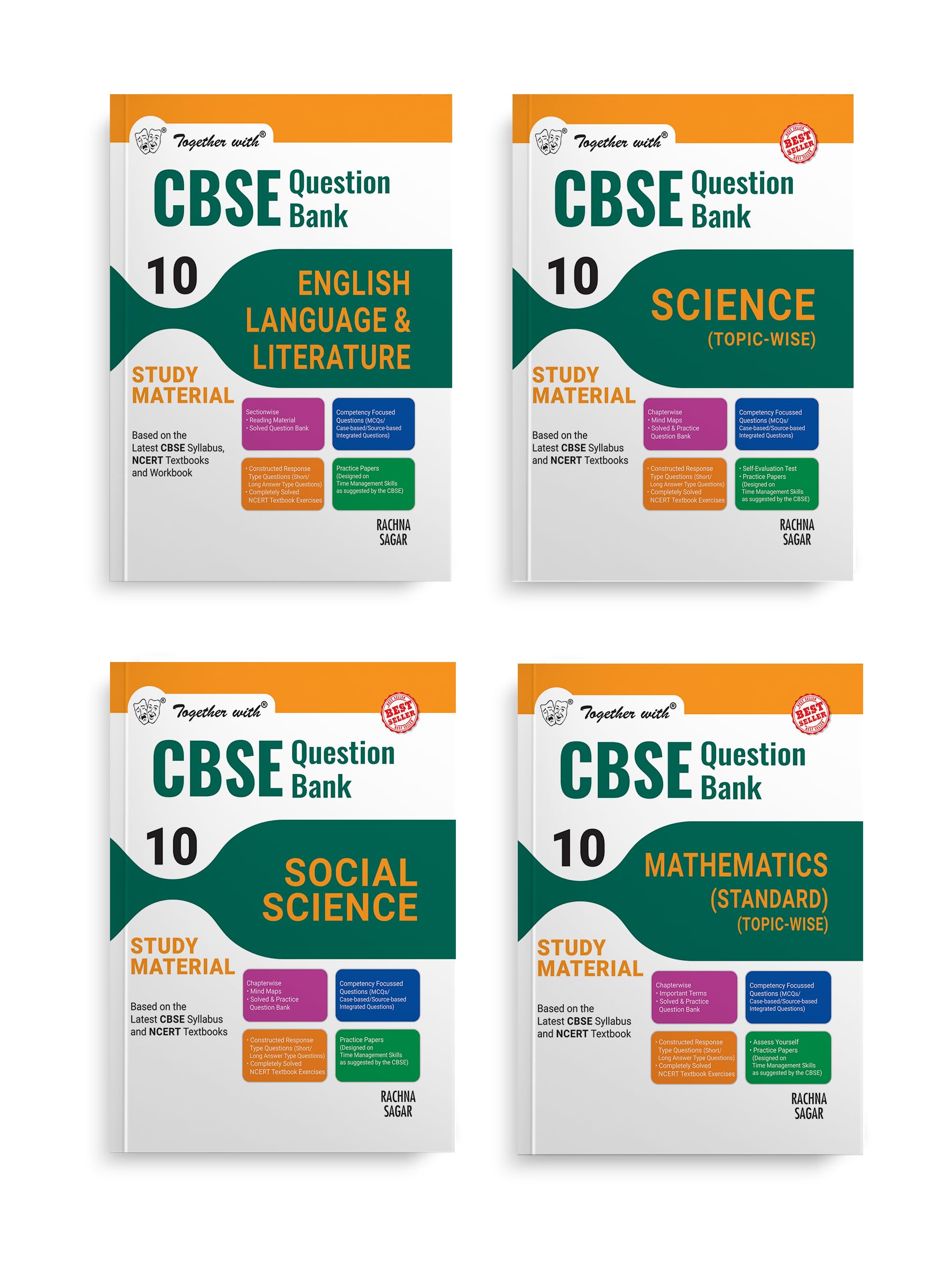 Together with CBSE English, Science, Social Science & Mathematics Std Class 10 Question Bank Exam 2025 (Set of 4 Books)(Chapterw