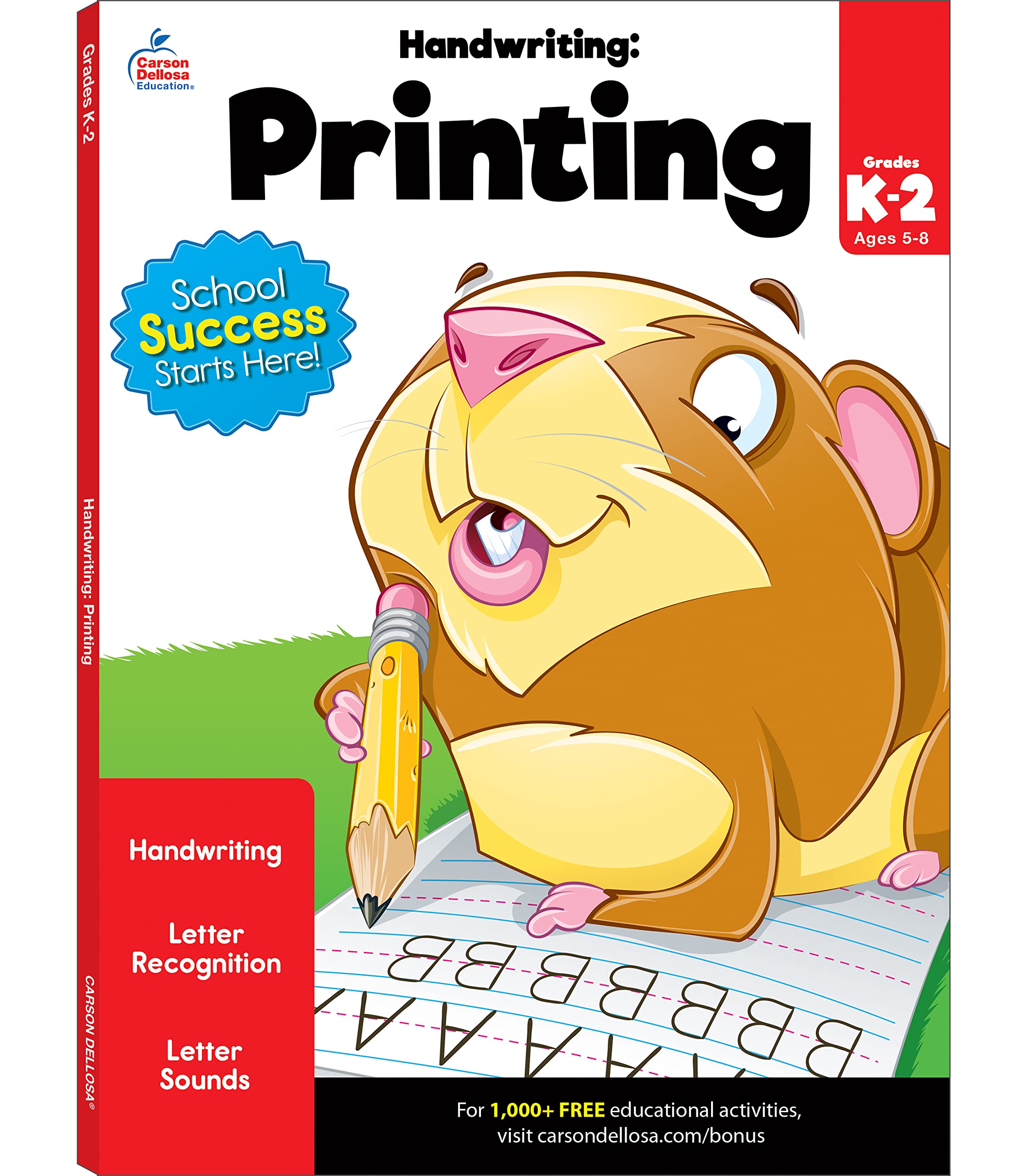 Carson Dellosa K2 Printing Handwriting Workbook, Writing Book for Kindergarten, 1st and 2nd Grade With Letter Tracing Activitie