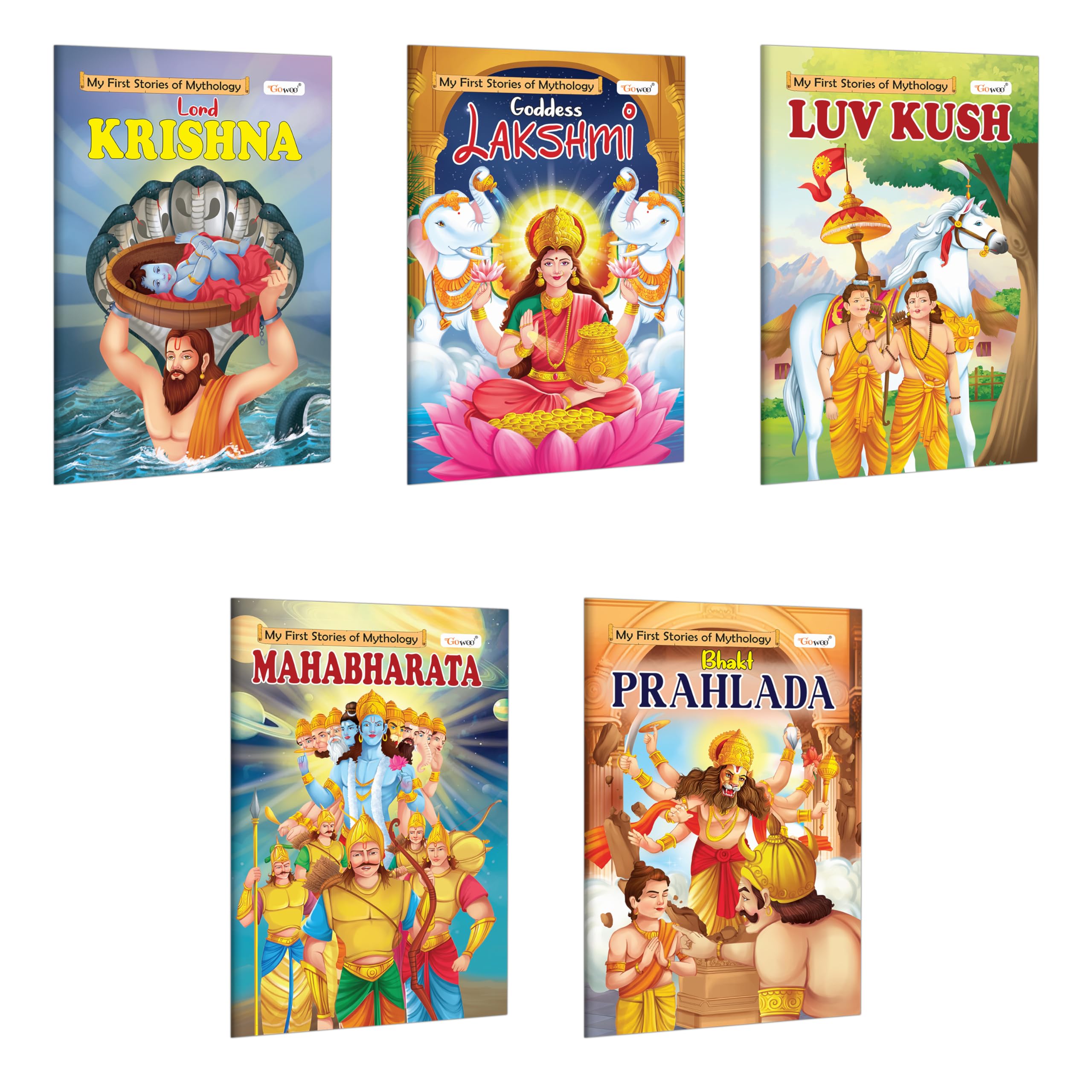 Krishna, Lakshmi, Luvkush, Mahabharat and Prahlad  My First Mythology Story : Storybooks to teach values to kids, Picture books