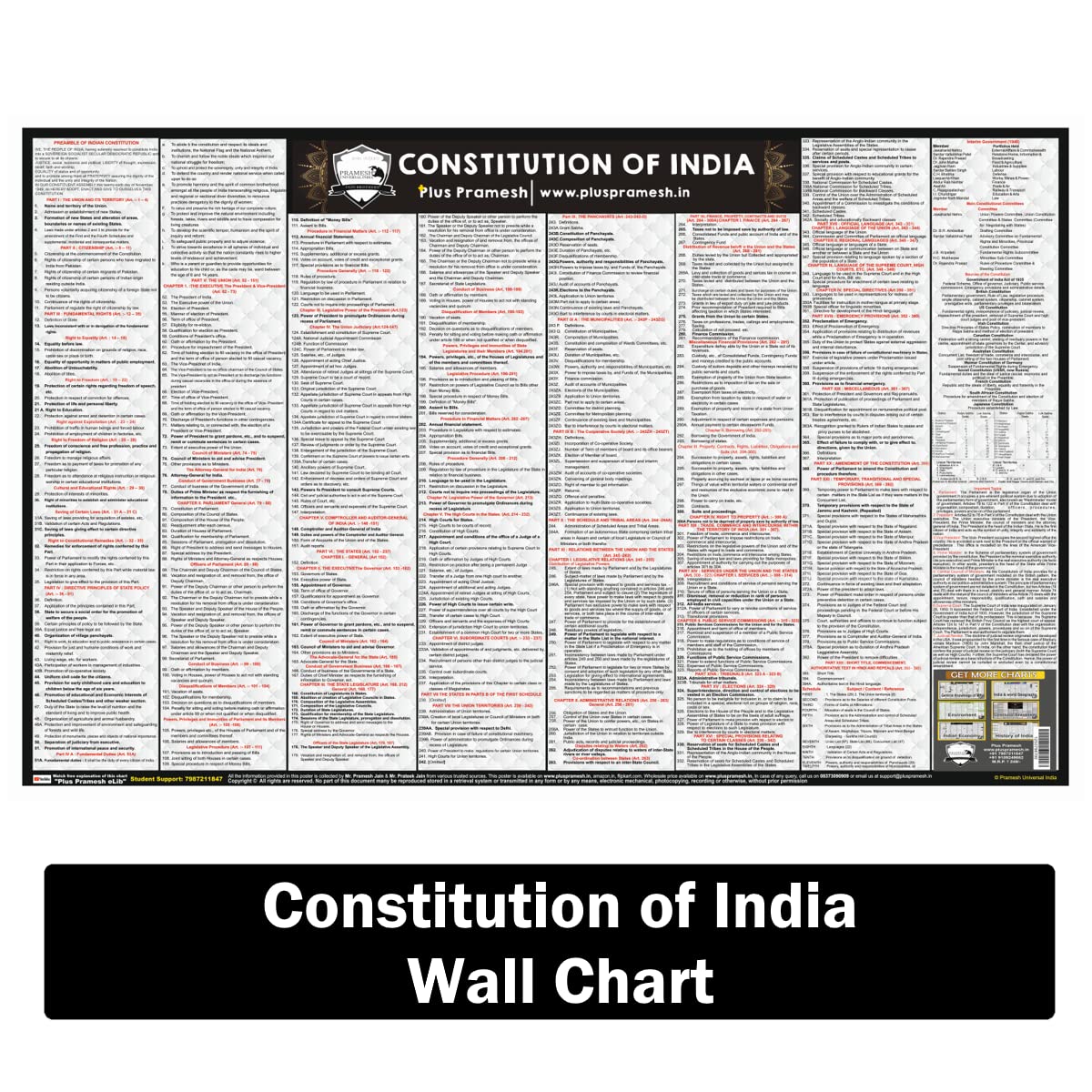Pramesh Constitution of India Chart 2022 Edition for UPSC, Law, Judiciary & other competitive Exams