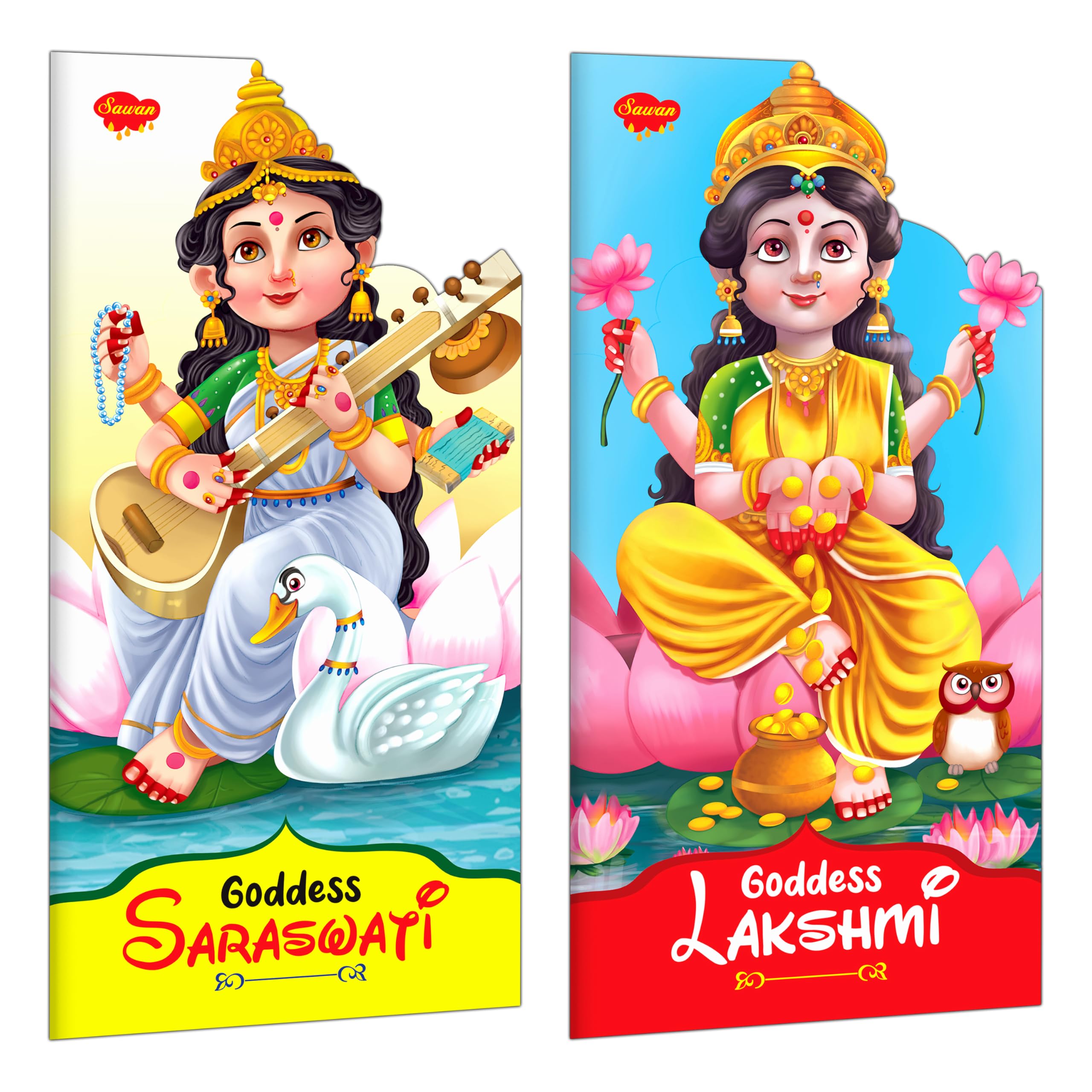 Lord Saraswati And Lakshmi In English : Childrens mythology storybook, Diecut shape books for children, Mythical tales for y
