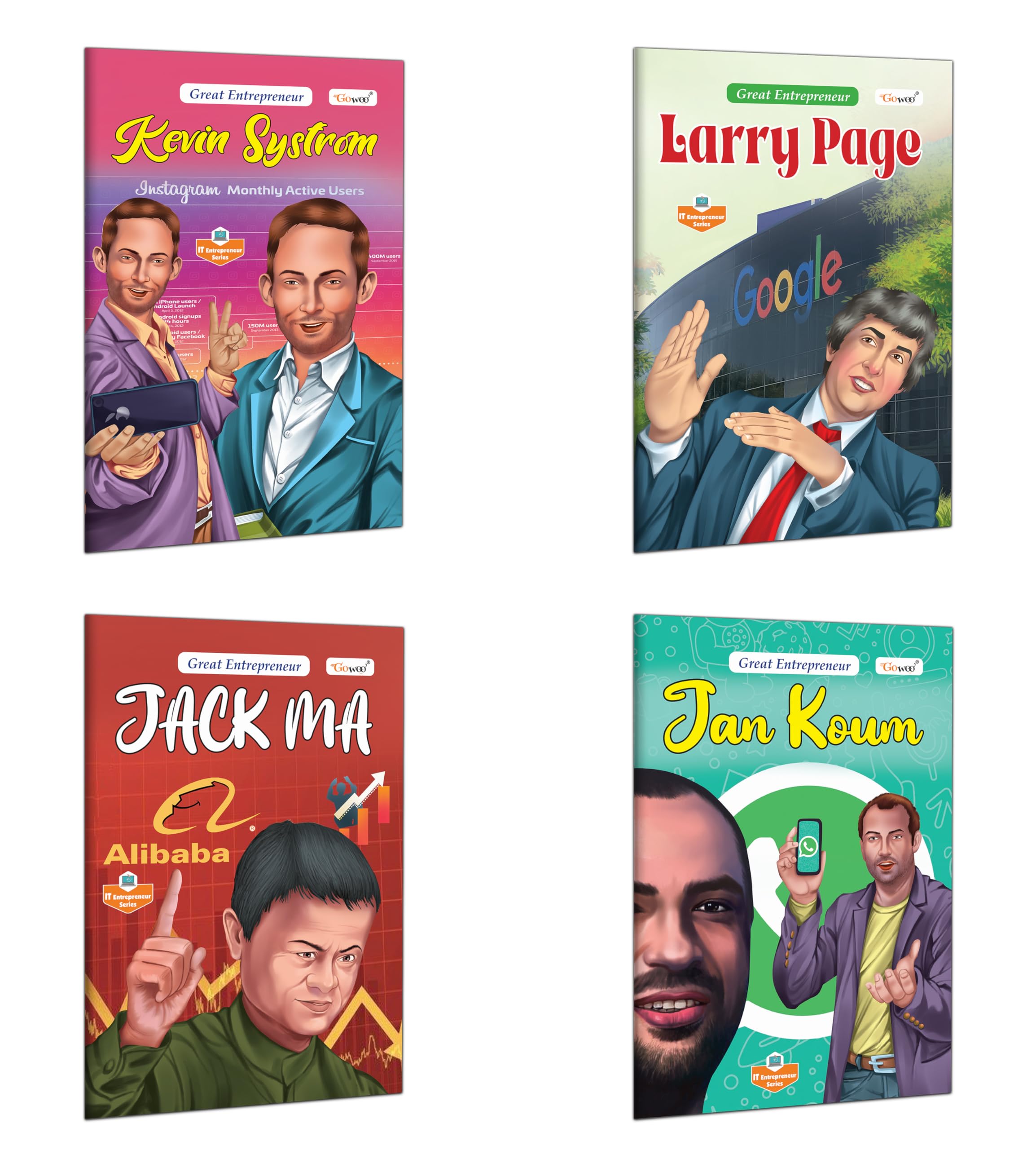 Story Books for Kids : Jack Ma, Jan Koum, Larry Page and Kevin Systrom (Great Entrepreneur) Early learning books  Children lear