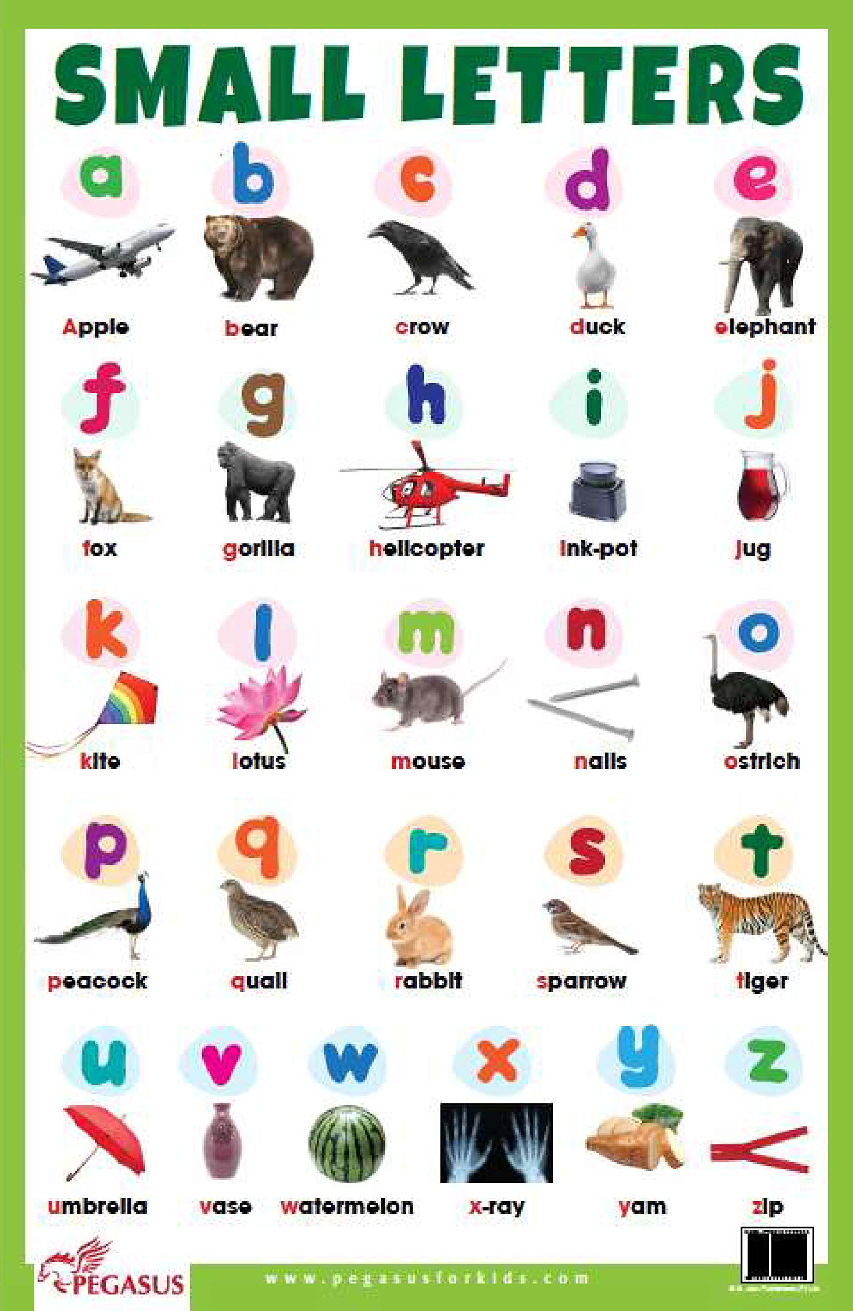 ABC Small Letters  Thick Laminated Preschool Chart