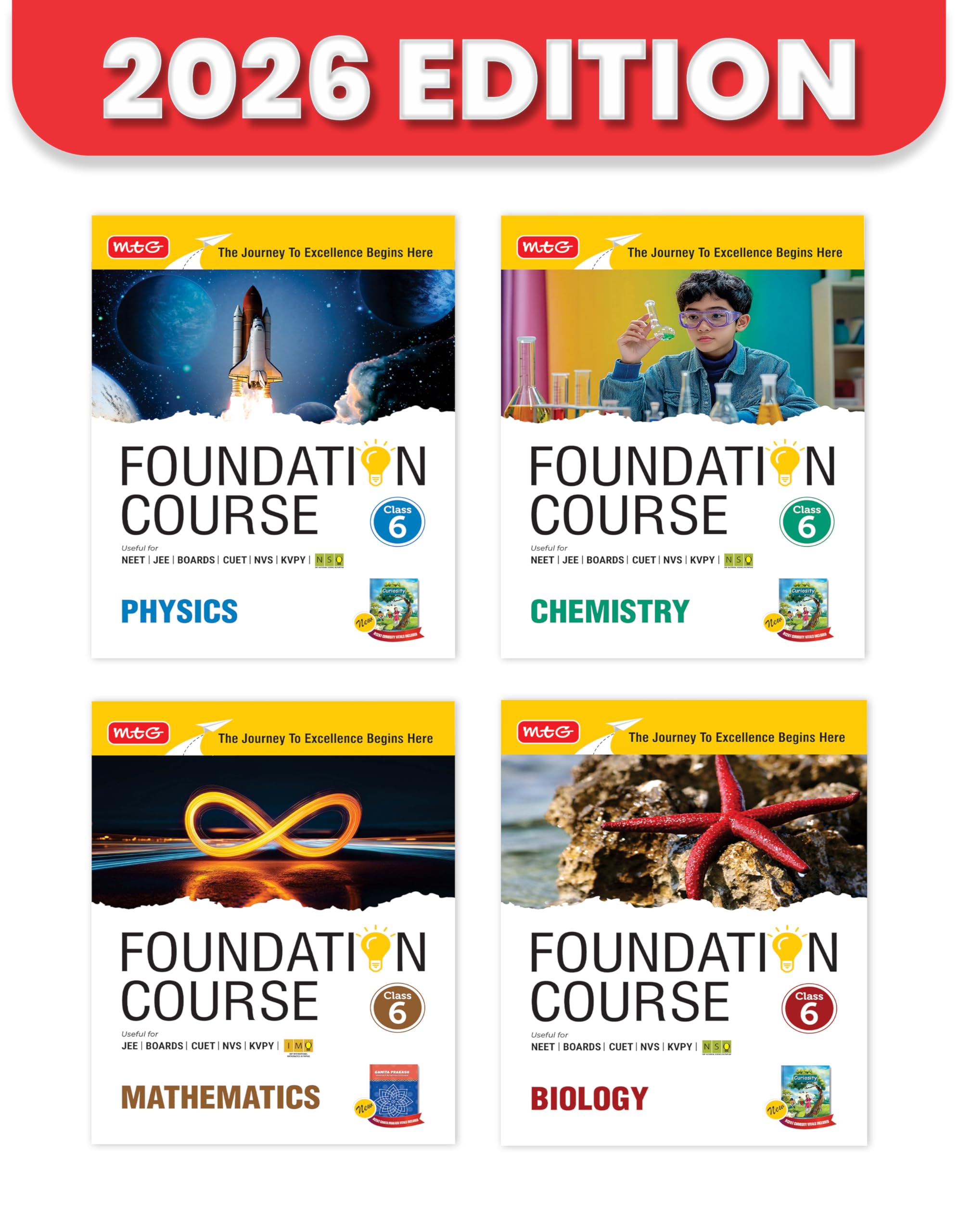 MTG Foundation Course Class 6 Physics, Chemistry, Mathematics & Biology (Set of 4 Books) For NEET, IITJEE, CUET & Boards Exams 