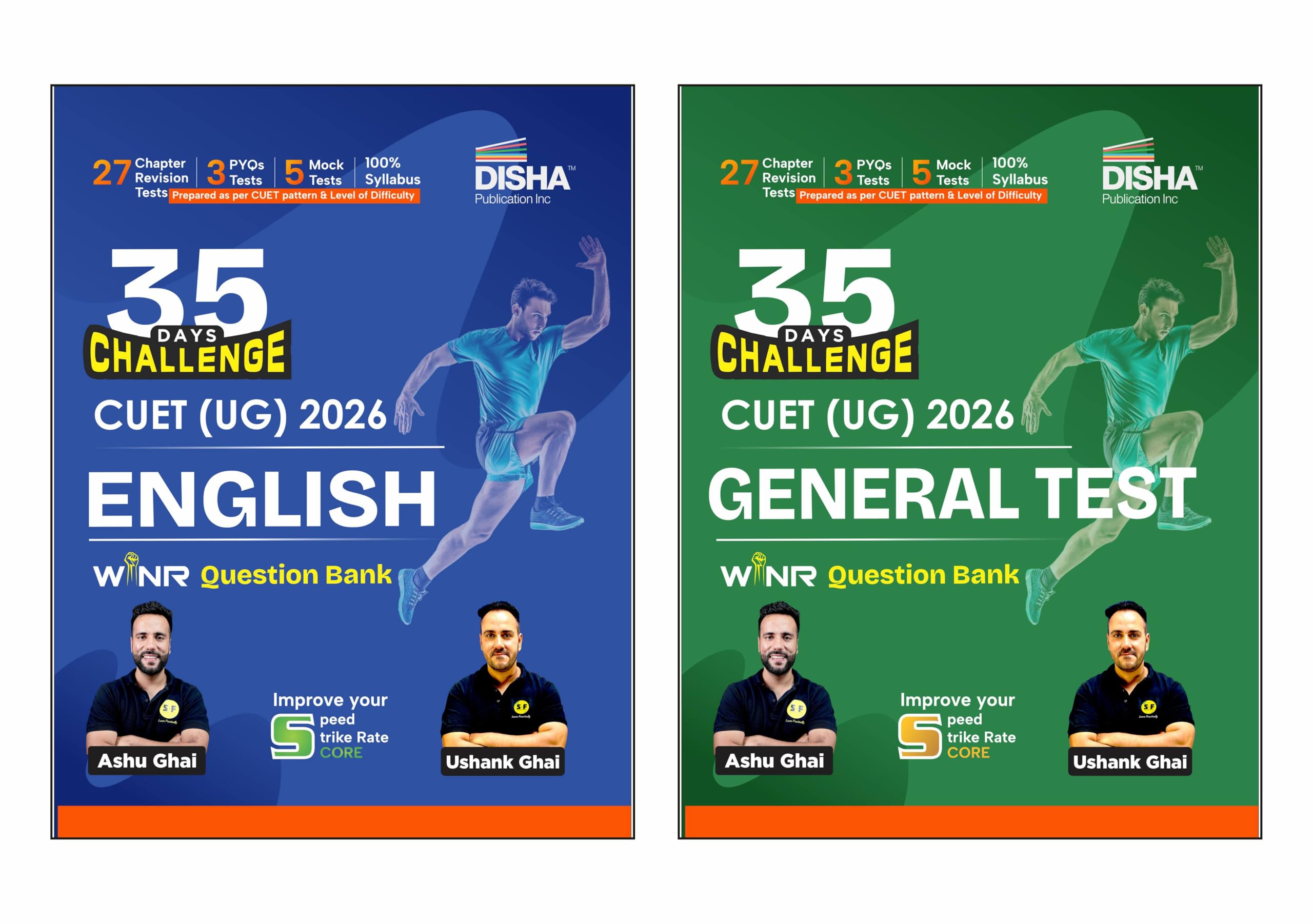 Disha Combo (2 Books) 35 Days Challenge Cuet (Ug) 2026 English Language & General Test Winr Question Bank By Ashu Ghai & Ushank 