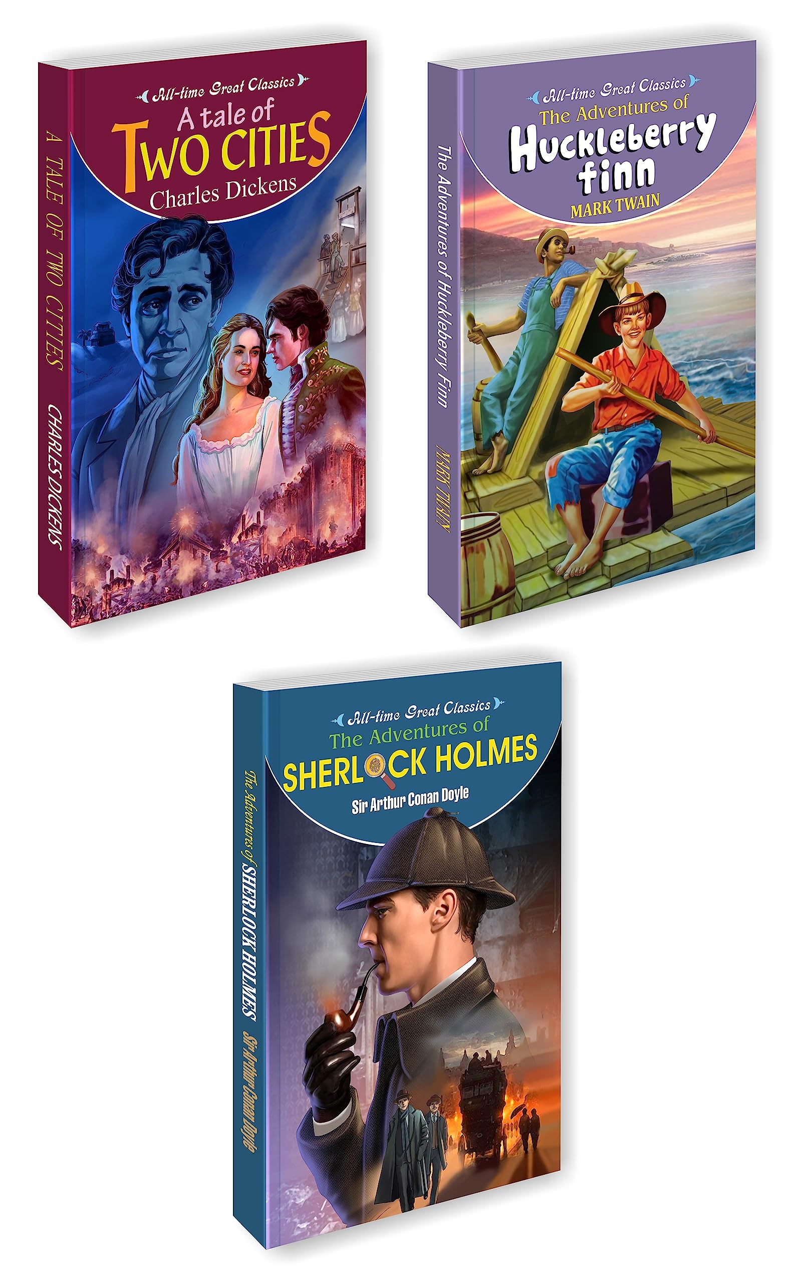 3 All Time Great Classics (A Tale Of Two Cities, The Adventures Of Sherlock Holmes, The Adventures Huckleberry Finn)