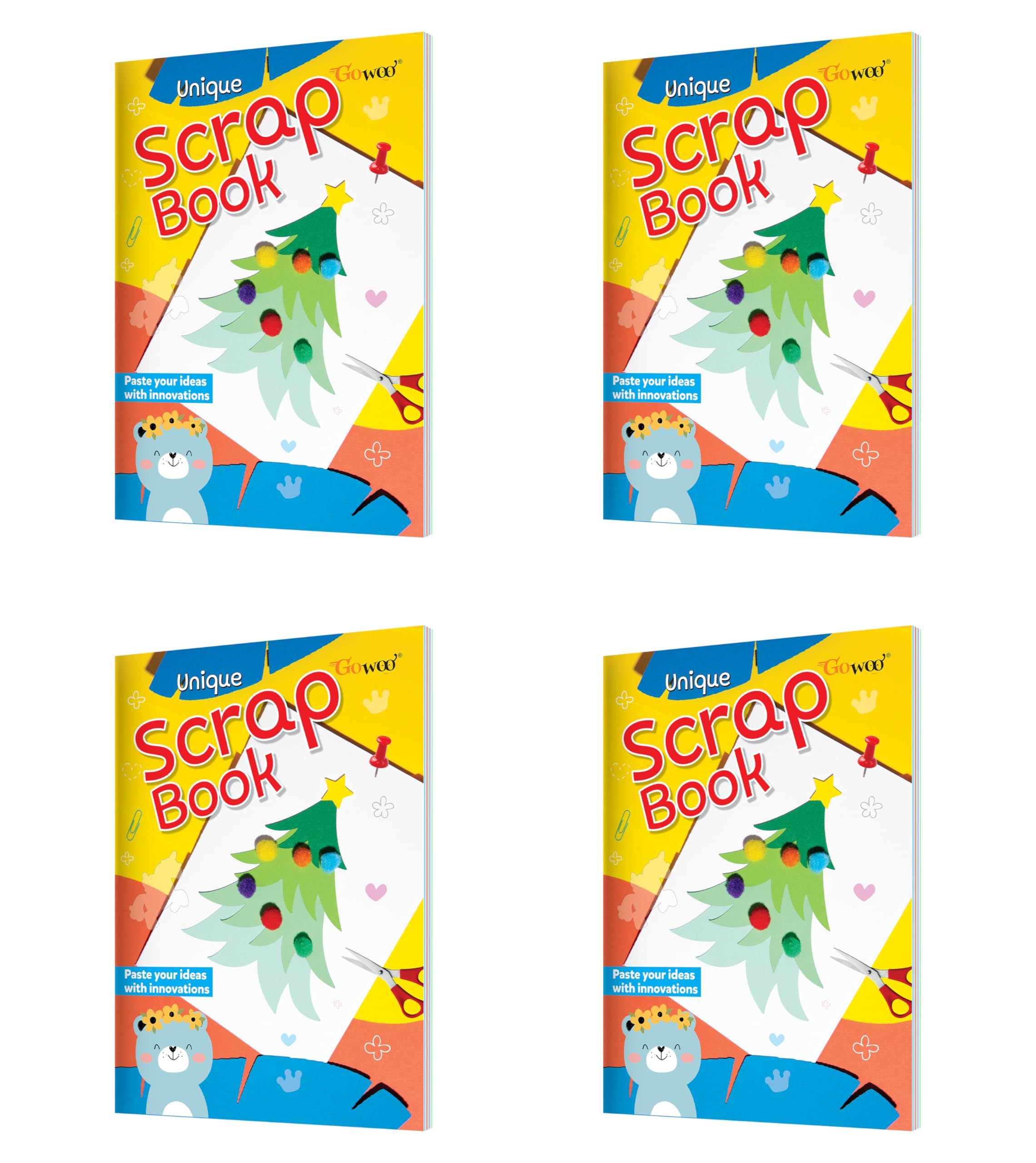 Unique Scrap Book  Colourful Scrap books, 24 Pages Each, Colorful & Durable Craft Paper for Kids School Projects and Art Activit