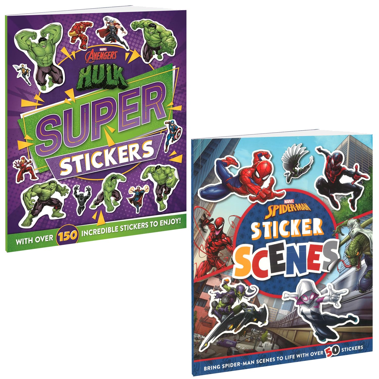 Marvel Sticker Hulk and SpiderMan Pack of 2 Books | Marvel Hulk | SpiderMan | Stickers and Activities for Kids