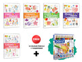 2 in 1 Copy to Colour  Fairy & Princess, Flowers & Water Animals, Fruits & Vegetables and more with 12 Colour Pencils + 1 Sharp