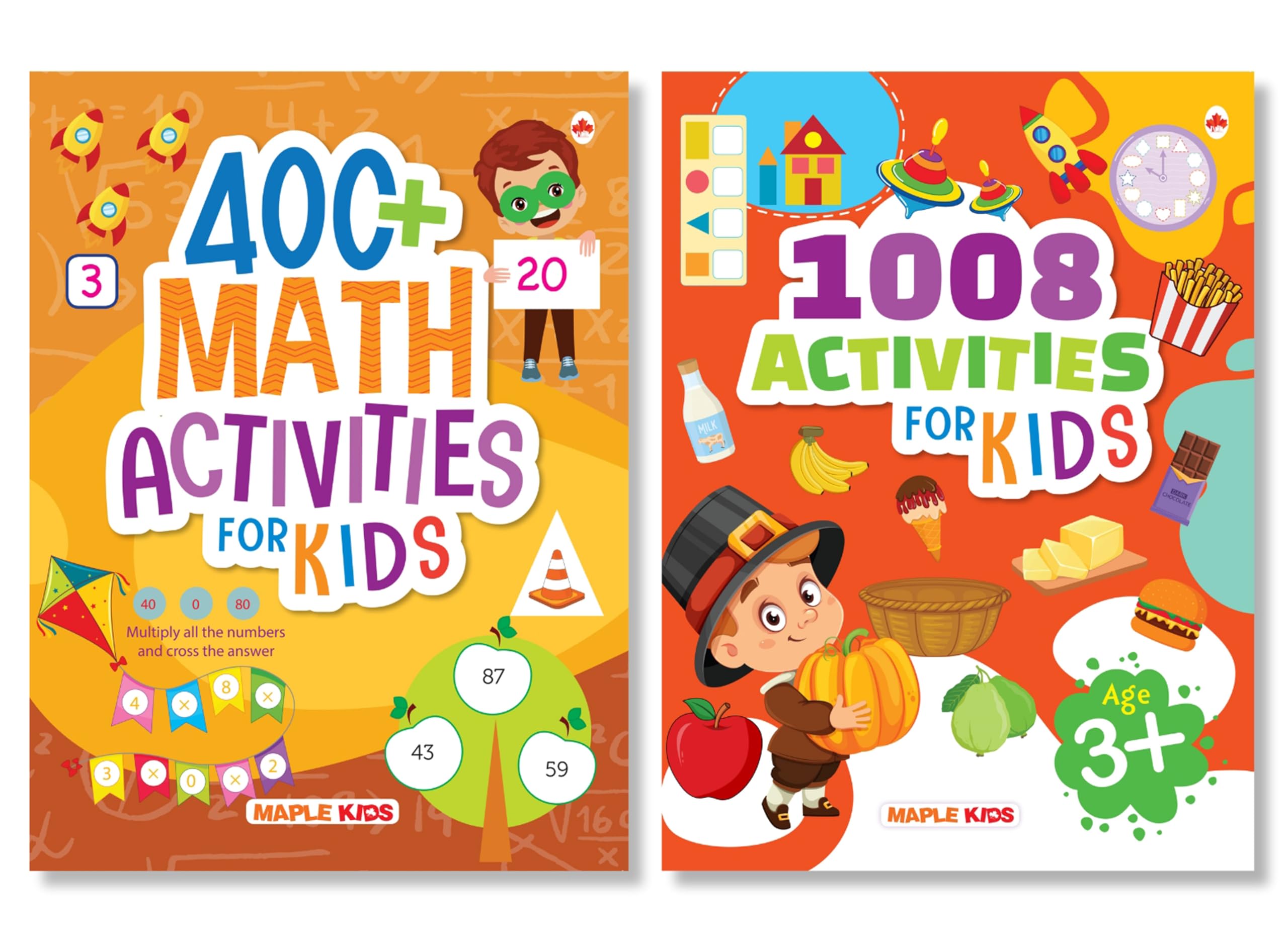 Activity Books for Kids  1008 Brain Activities, 400+ Maths (Set of 2 Books)  Kids Activity Book  Early Learning  Activities 