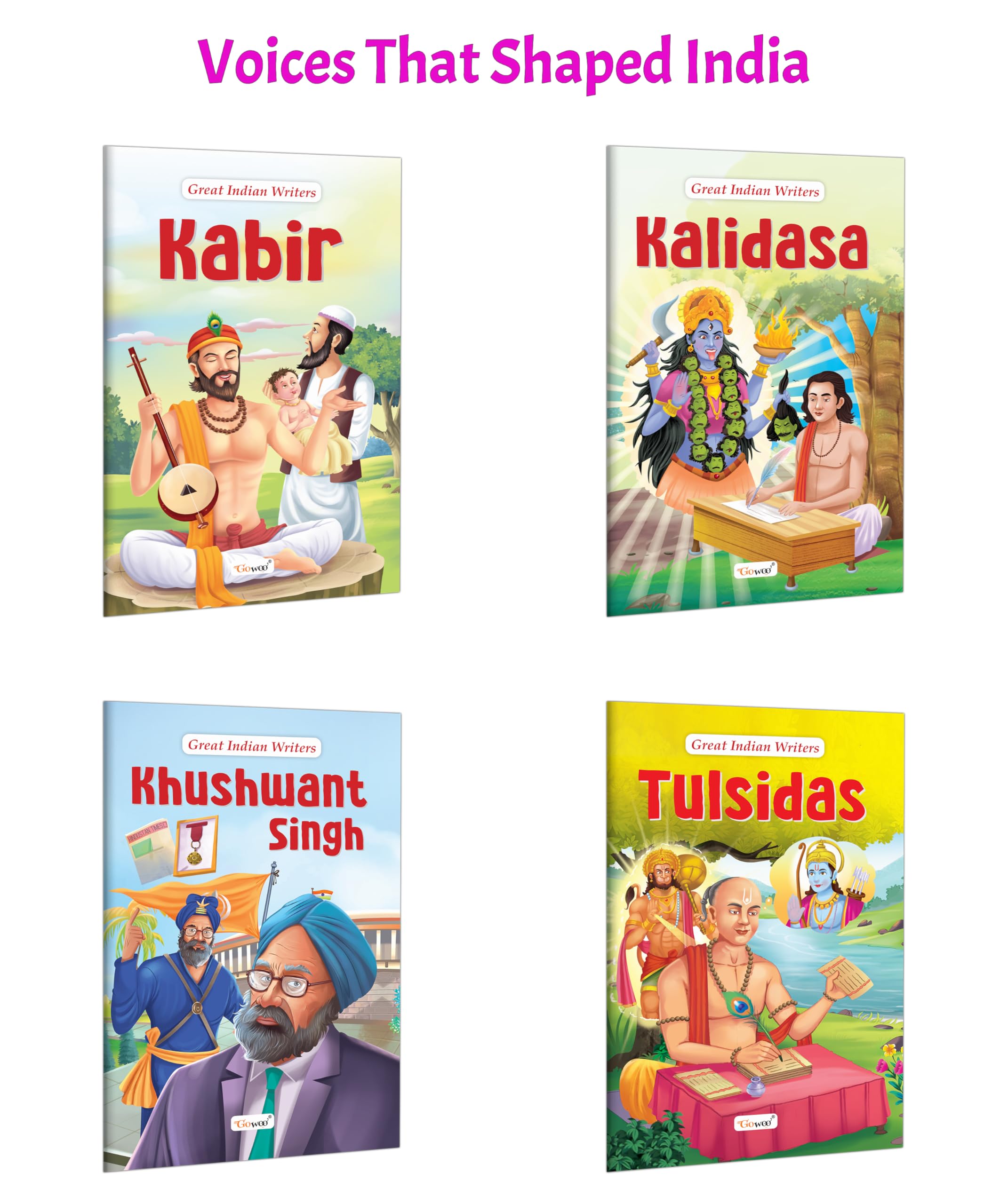 Great Indian Writers: Kabir, Kalidasa, Khushwant Singh and Tulsidas : Literary heritage of India, Classic works set, Inspiratio