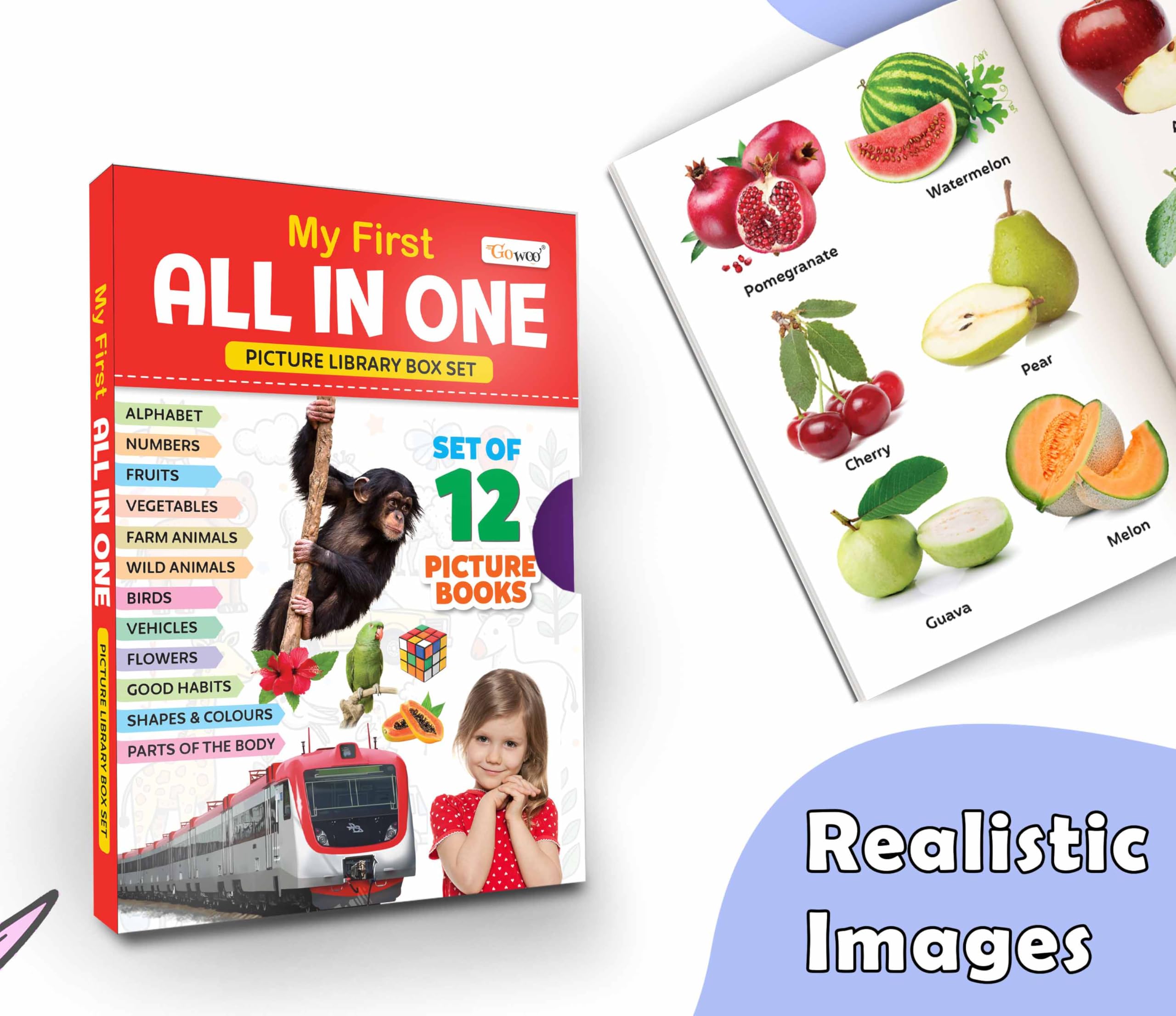 Childrens educational book collection (Red Edition) : Kids My First All in One Picture Library Box, Learning book for presch