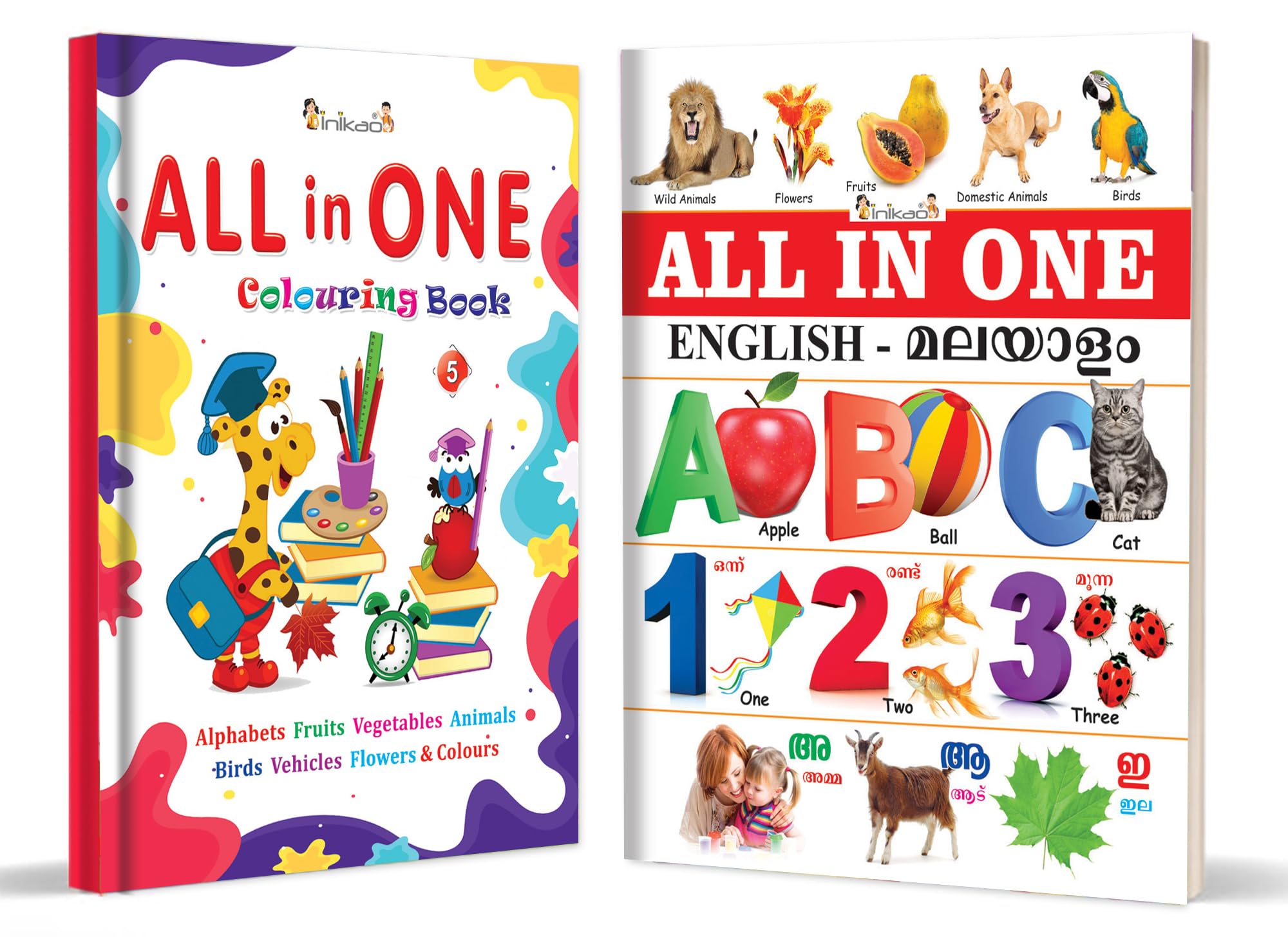 Inikao All In One Bilingual Picture Book In English & Malayalam, Covering Alphabet, Animals, Nature, Culture & More | Look & Lea
