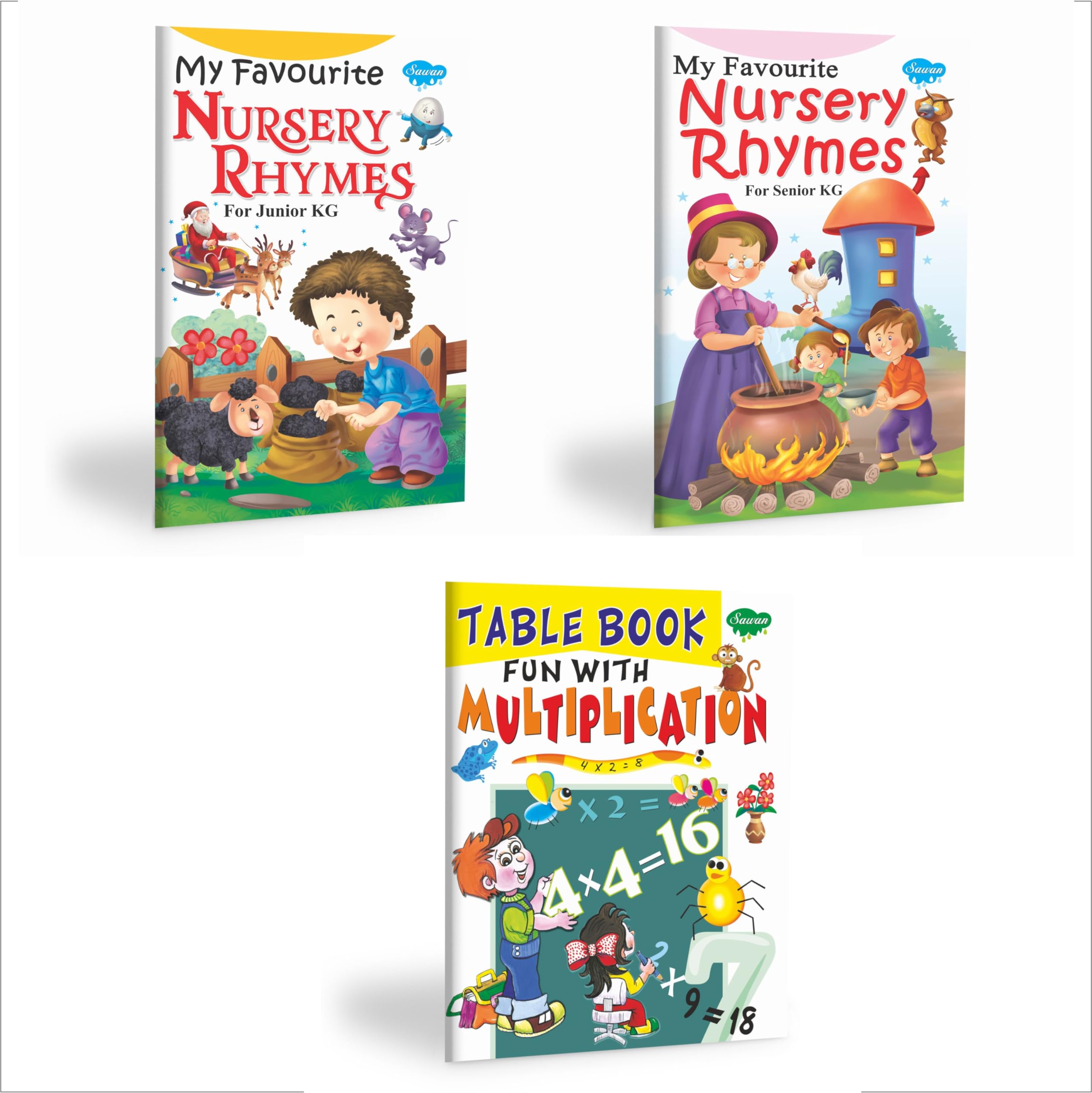 Set Of 3 Books, General Learning My Favourite Nursery Rhymes For Junior Kg (Demy Size), My Favourite Nursery Rhymes For Senior K