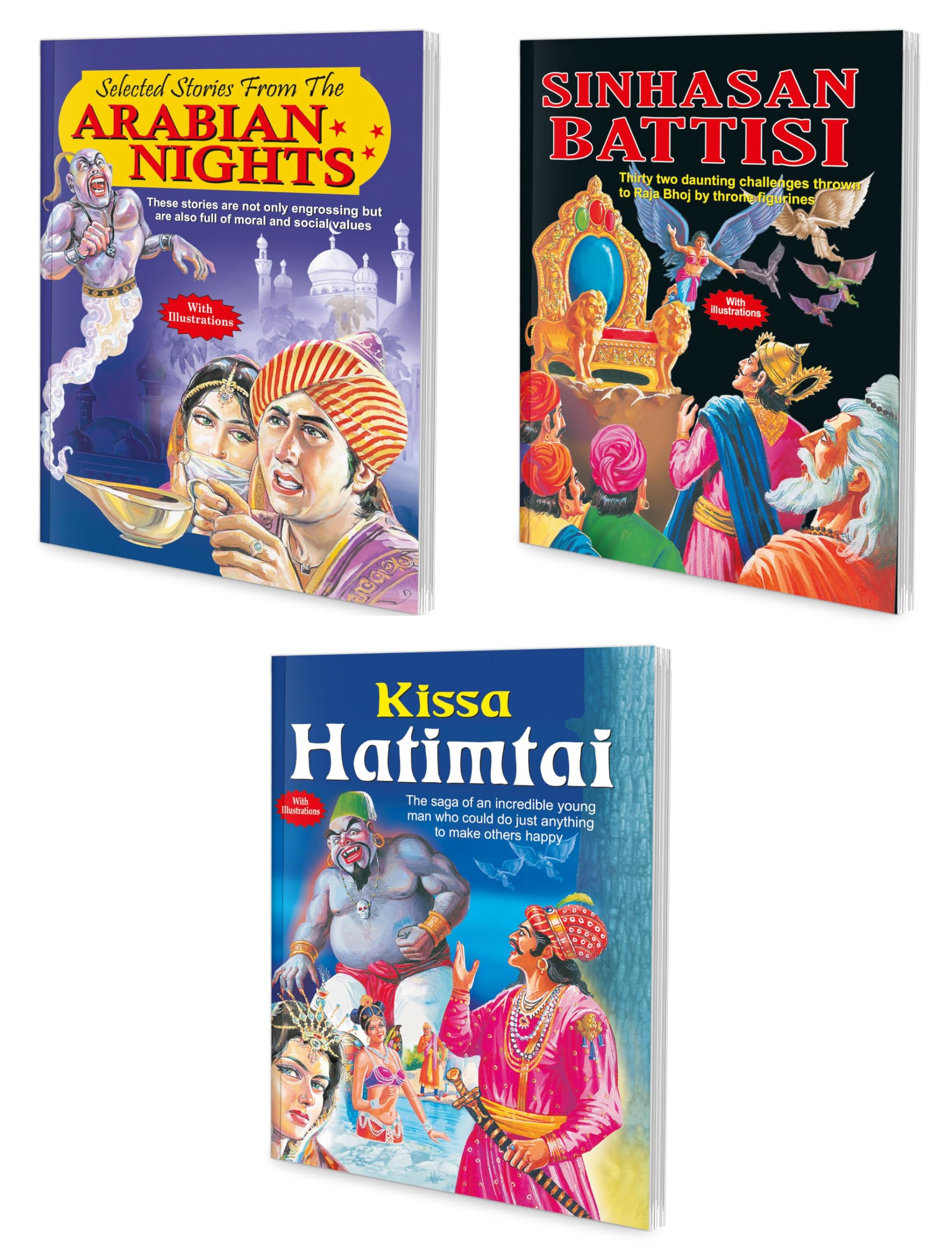 GrandmaS Bag Of Stories | Set Of 3 Story Books | Selected Stories From The Arabian Nights, Sinhasan Battisi And Kissa Hatimtai