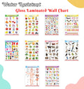Fun Educational Chart Collection for Kids : Alphabet, Fruits, Vegetables, Animals Birds, and More EnglishHindi Gloss Laminated 